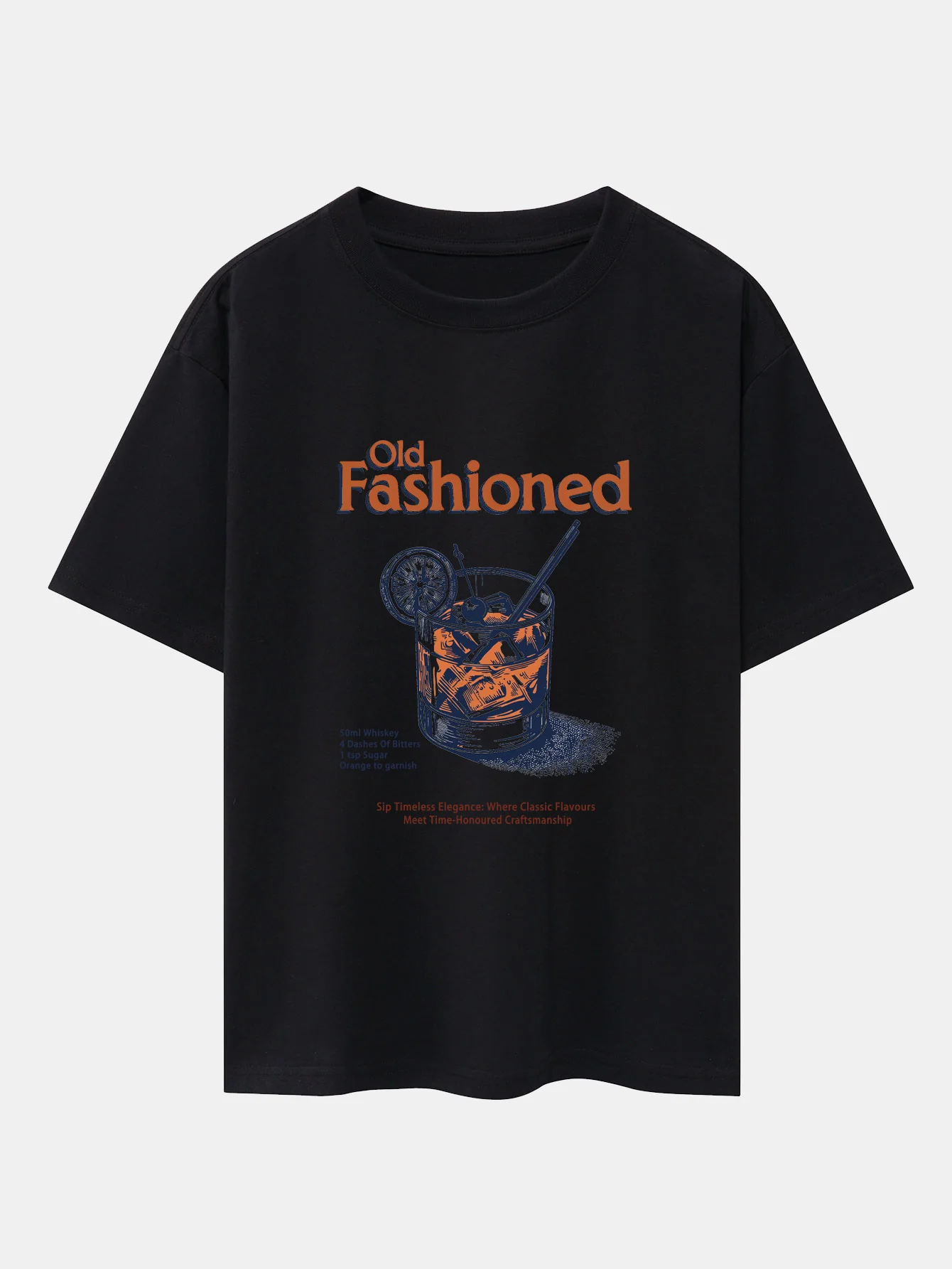 Vintage Whiskey Print Drop Shoulder Oversize T-Shirt - Image 4