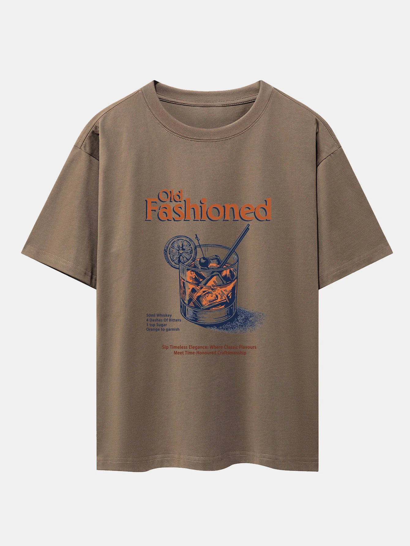 Vintage Whiskey Print Drop Shoulder Oversize T-Shirt - Image 5