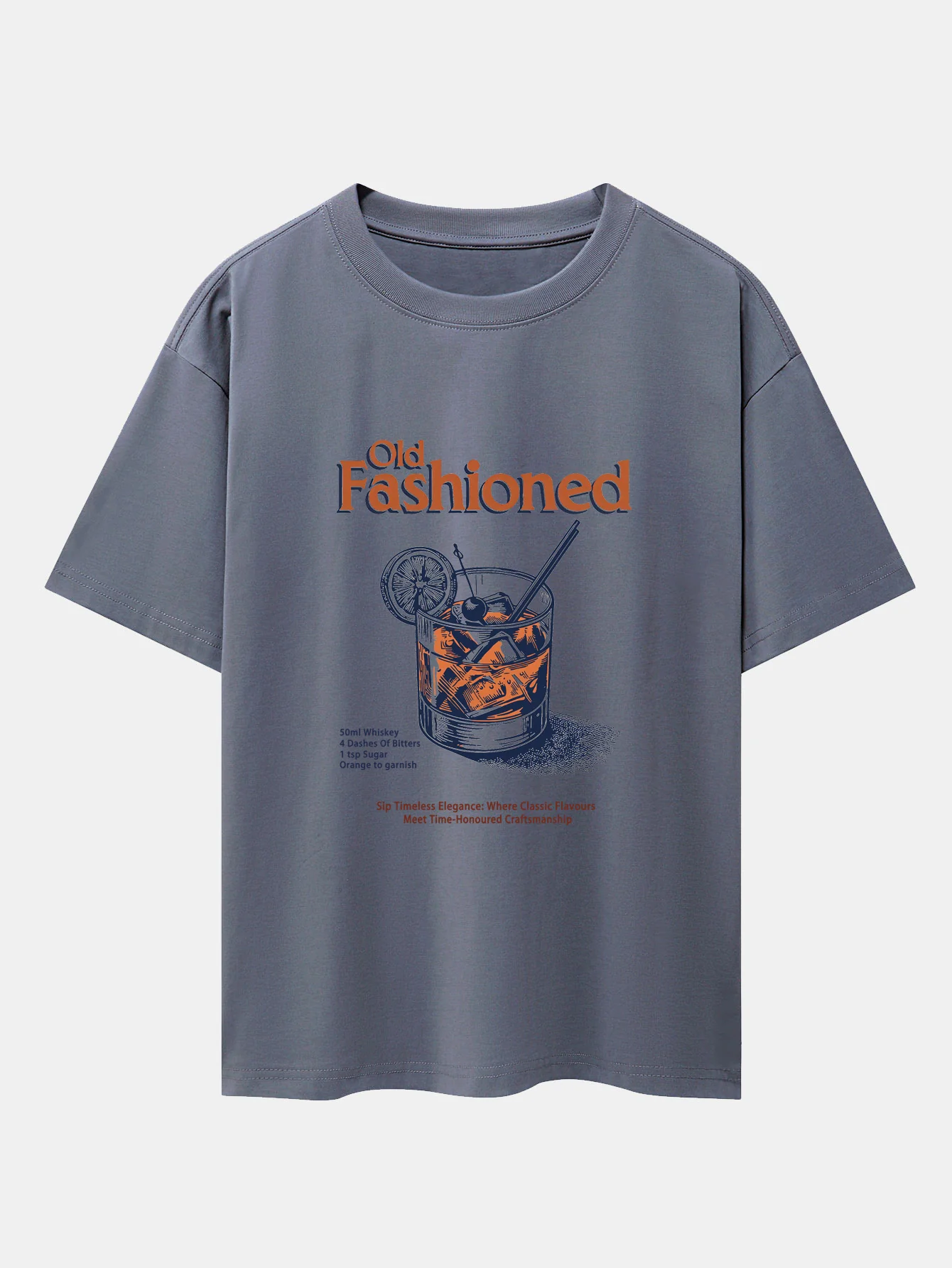 Vintage Whiskey Print Drop Shoulder Oversize T-Shirt - Image 6