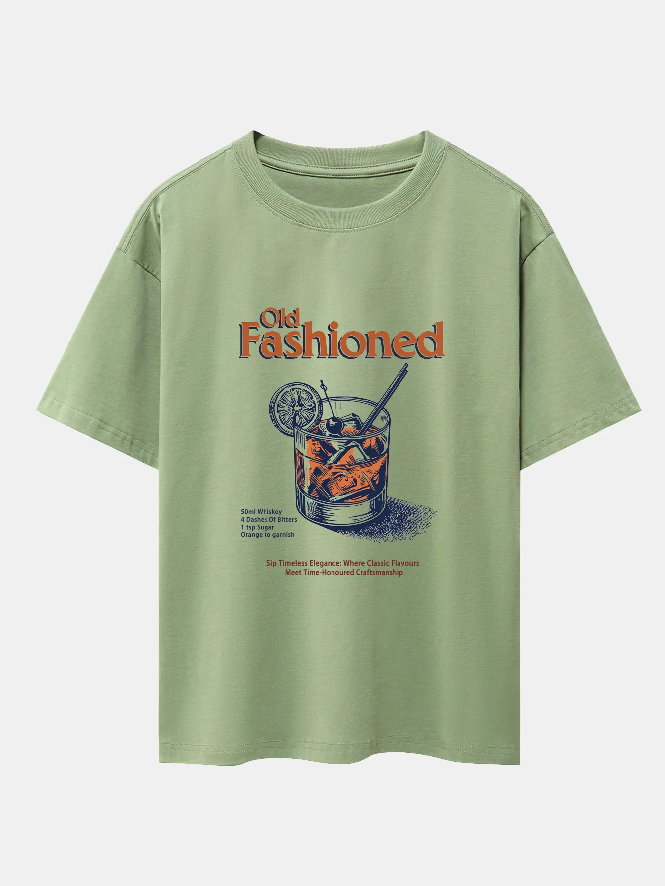 Vintage Whiskey Print Drop Shoulder Oversize T-Shirt - Image 7