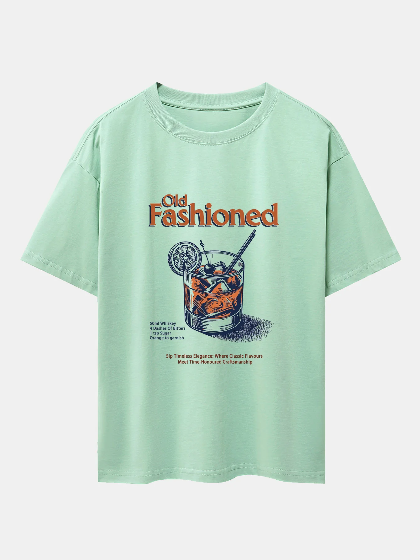 Vintage Whiskey Print Drop Shoulder Oversize T-Shirt - Image 8