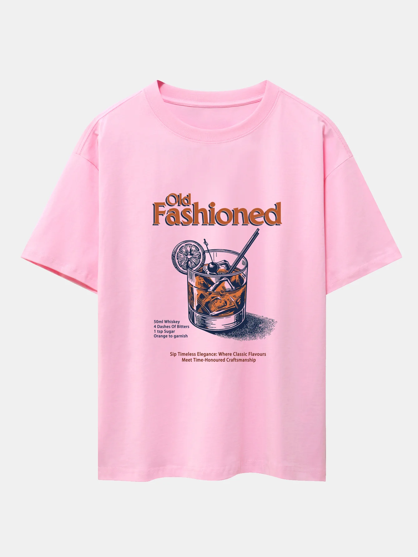 Vintage Whiskey Print Drop Shoulder Oversize T-Shirt - Image 9