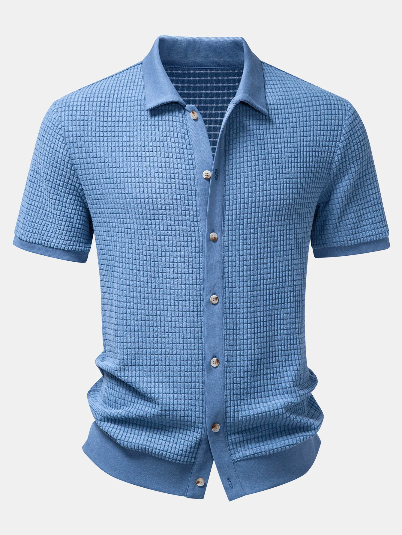 Waffle Button Up Knit Shirt