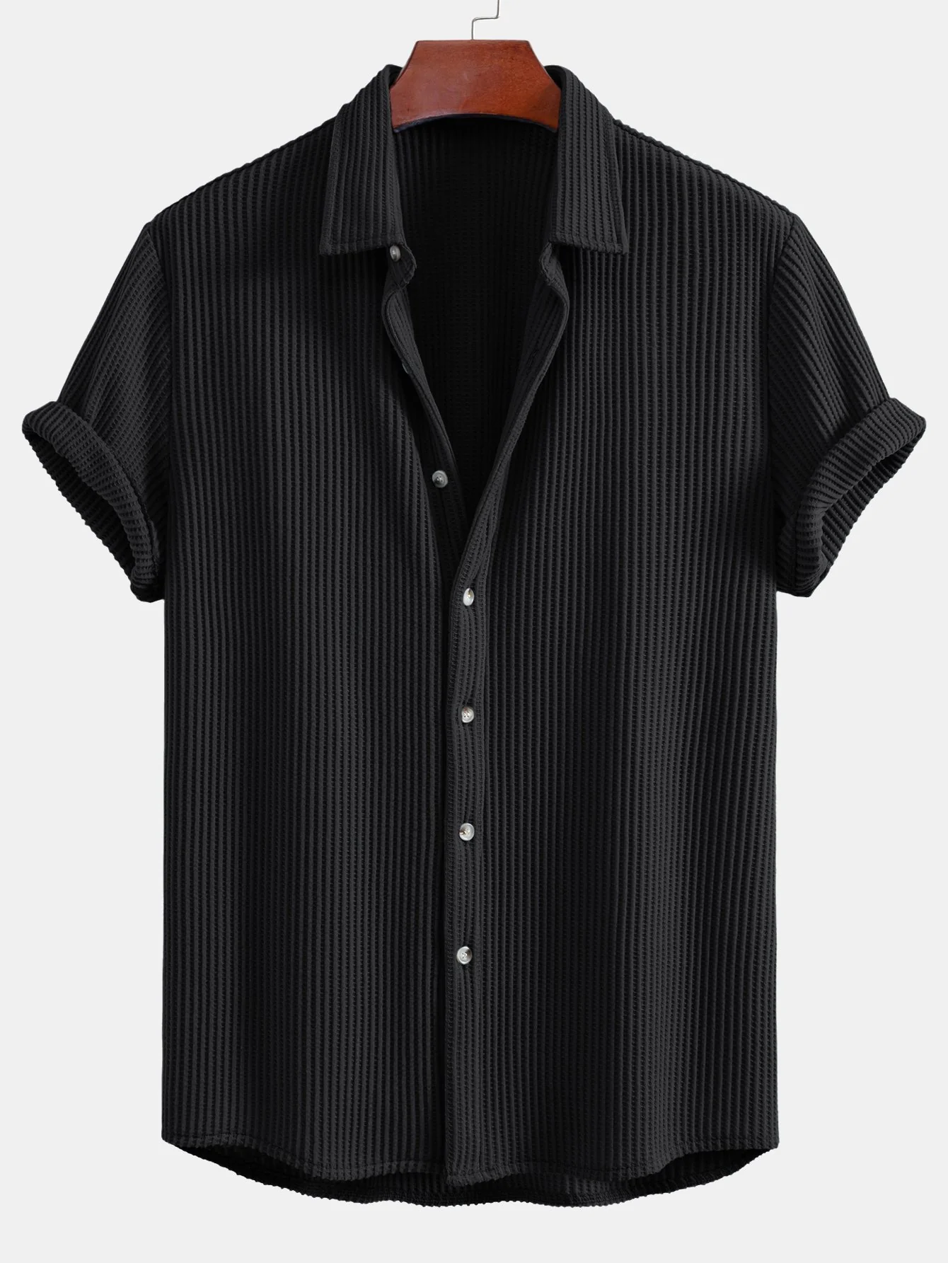 Waffel-Button-Up-Hemd & Leinenhose mit geradem Bein - Image 12