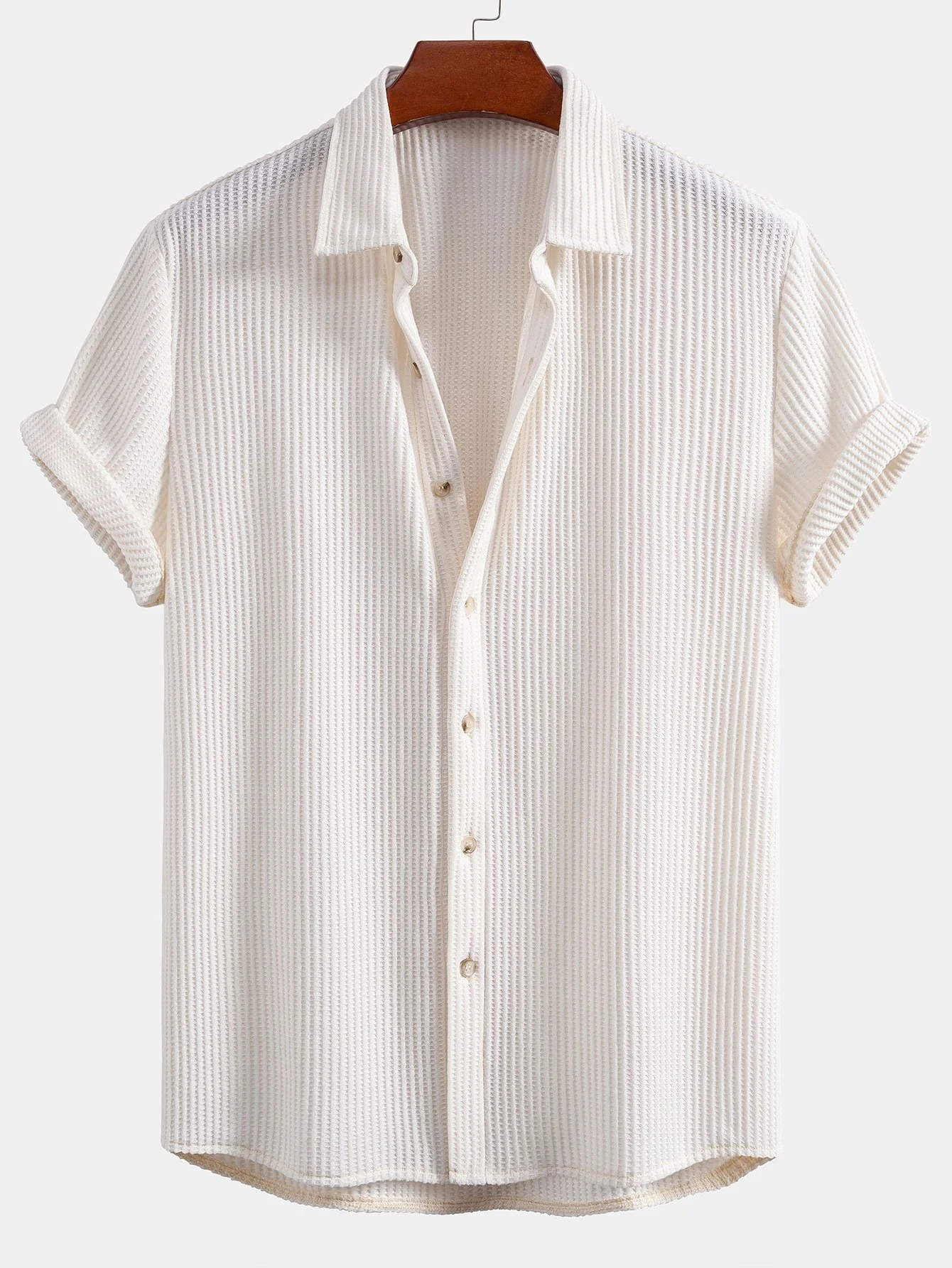 Waffel-Button-Up-Hemd & Leinenhose mit geradem Bein - Image 7