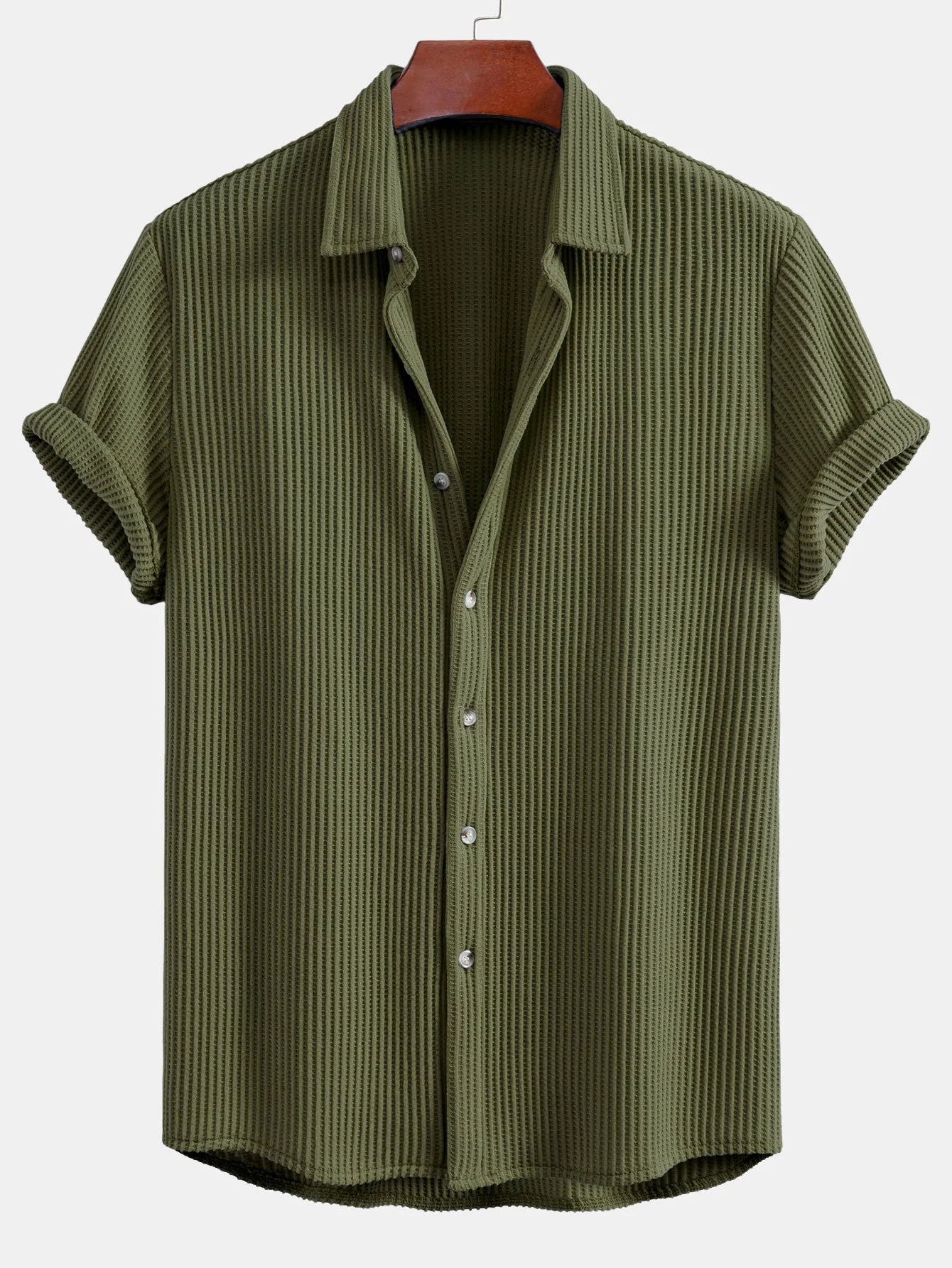 Waffel-Button-Up-Hemd & Leinenhose mit geradem Bein - Image 9