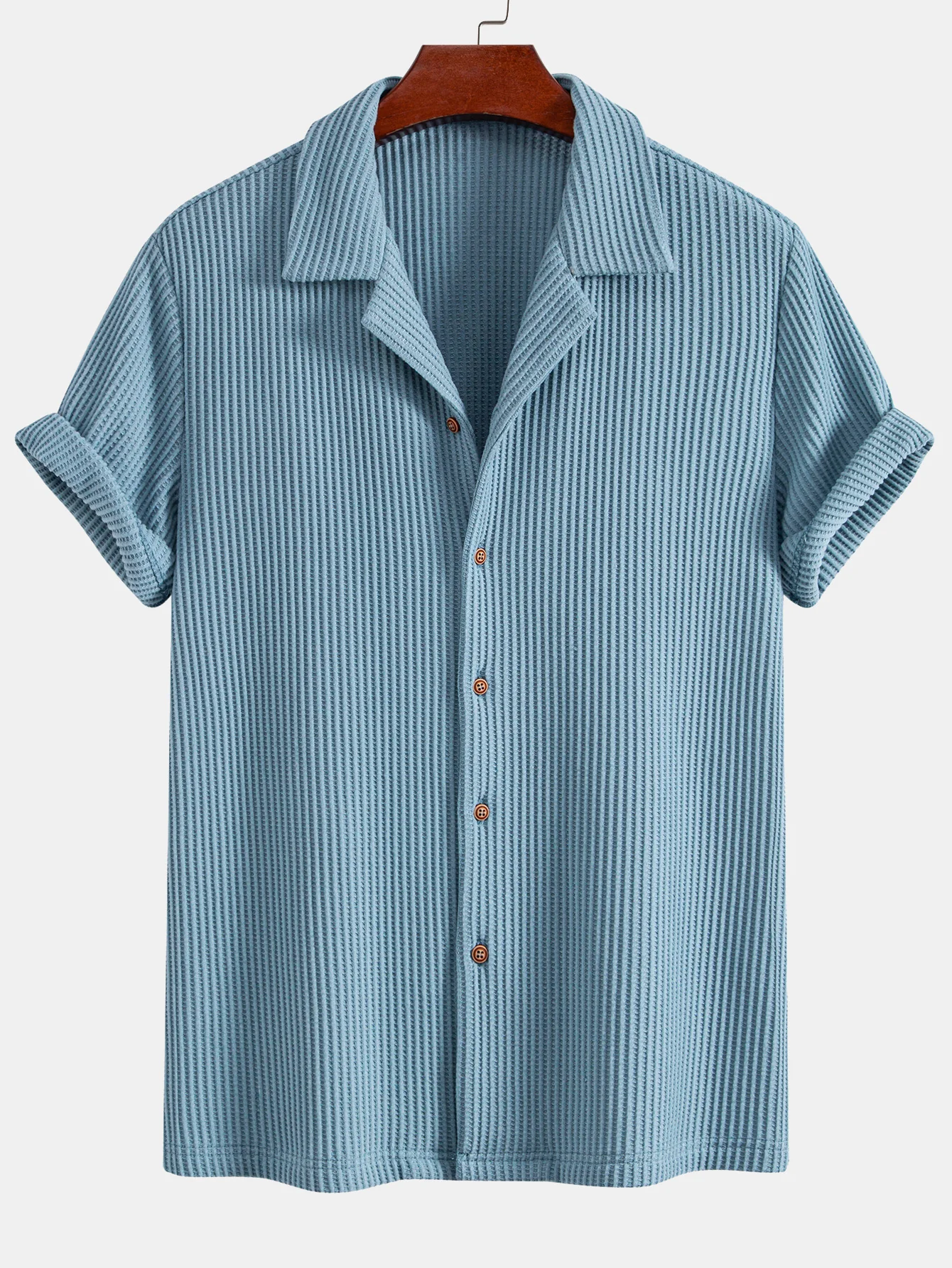 Waffel-Button-Up-Hemd & Leinenhose mit geradem Bein - Image 9