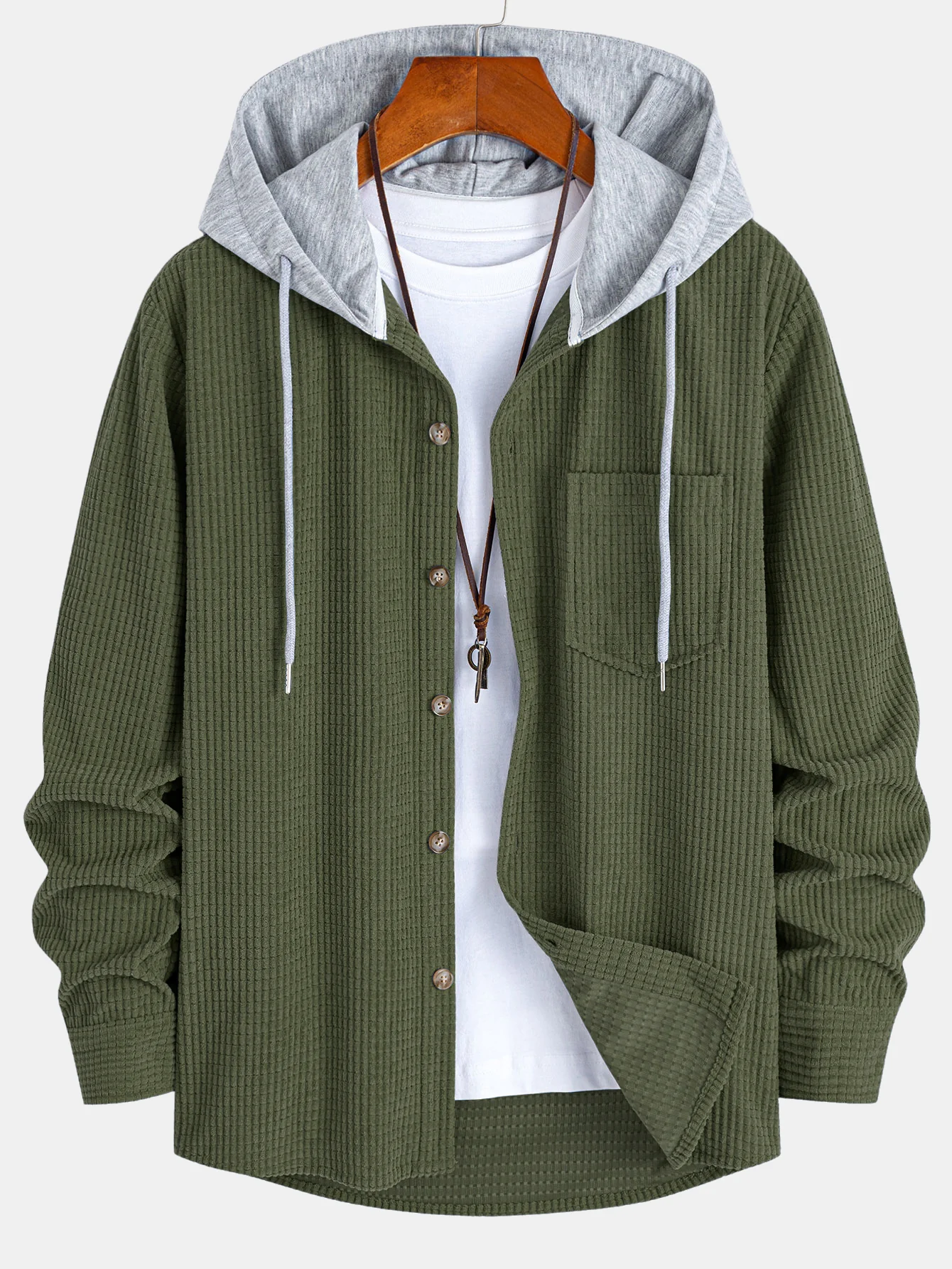 Waffel-Cord-Hemd mit Kapuze - Image 3