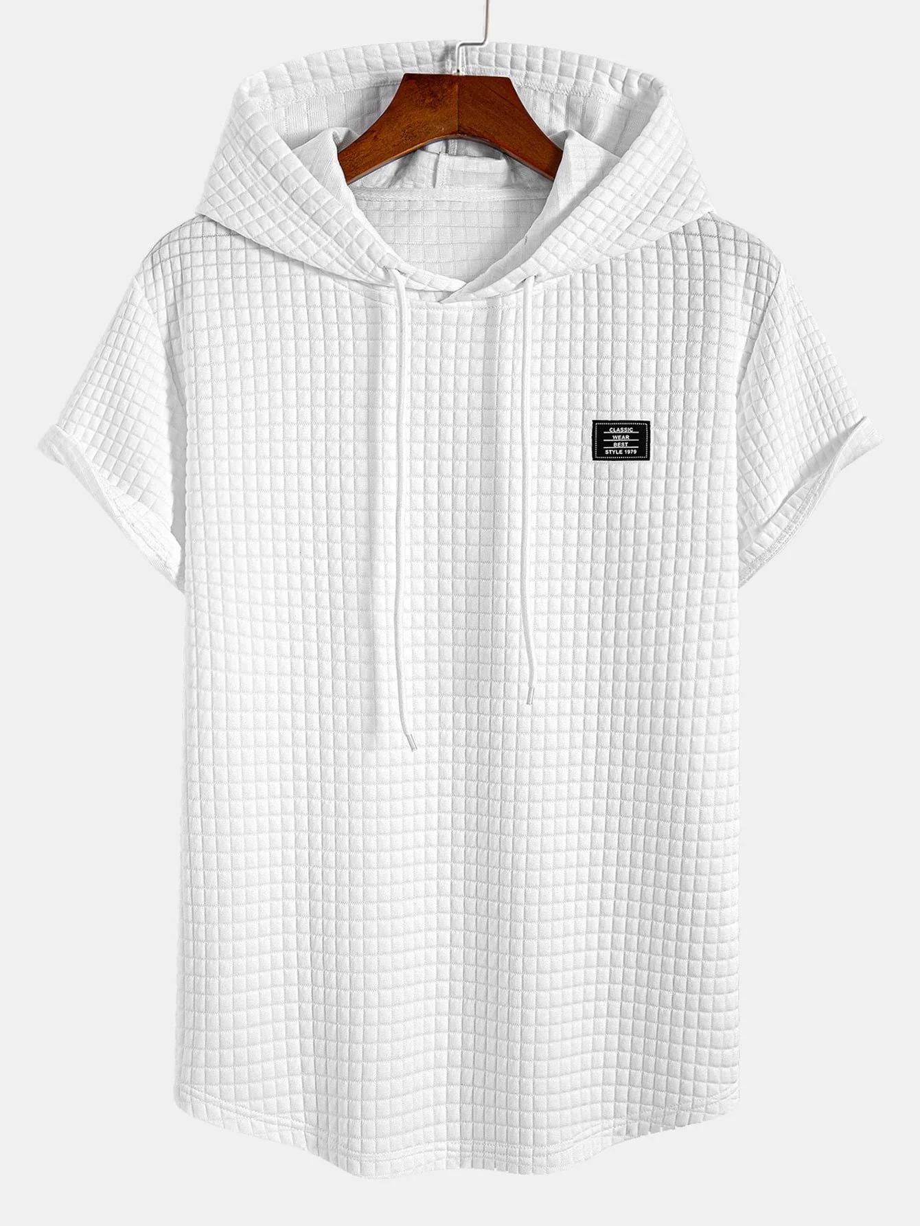 Waffel Kapuzen T-Shirt mit abgerundetem Saum - Image 3