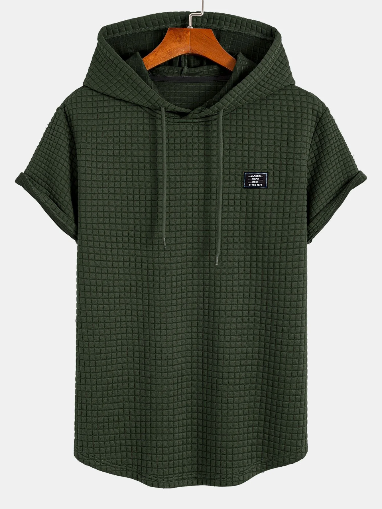 Waffel Kapuzen T-Shirt mit abgerundetem Saum - Image 4