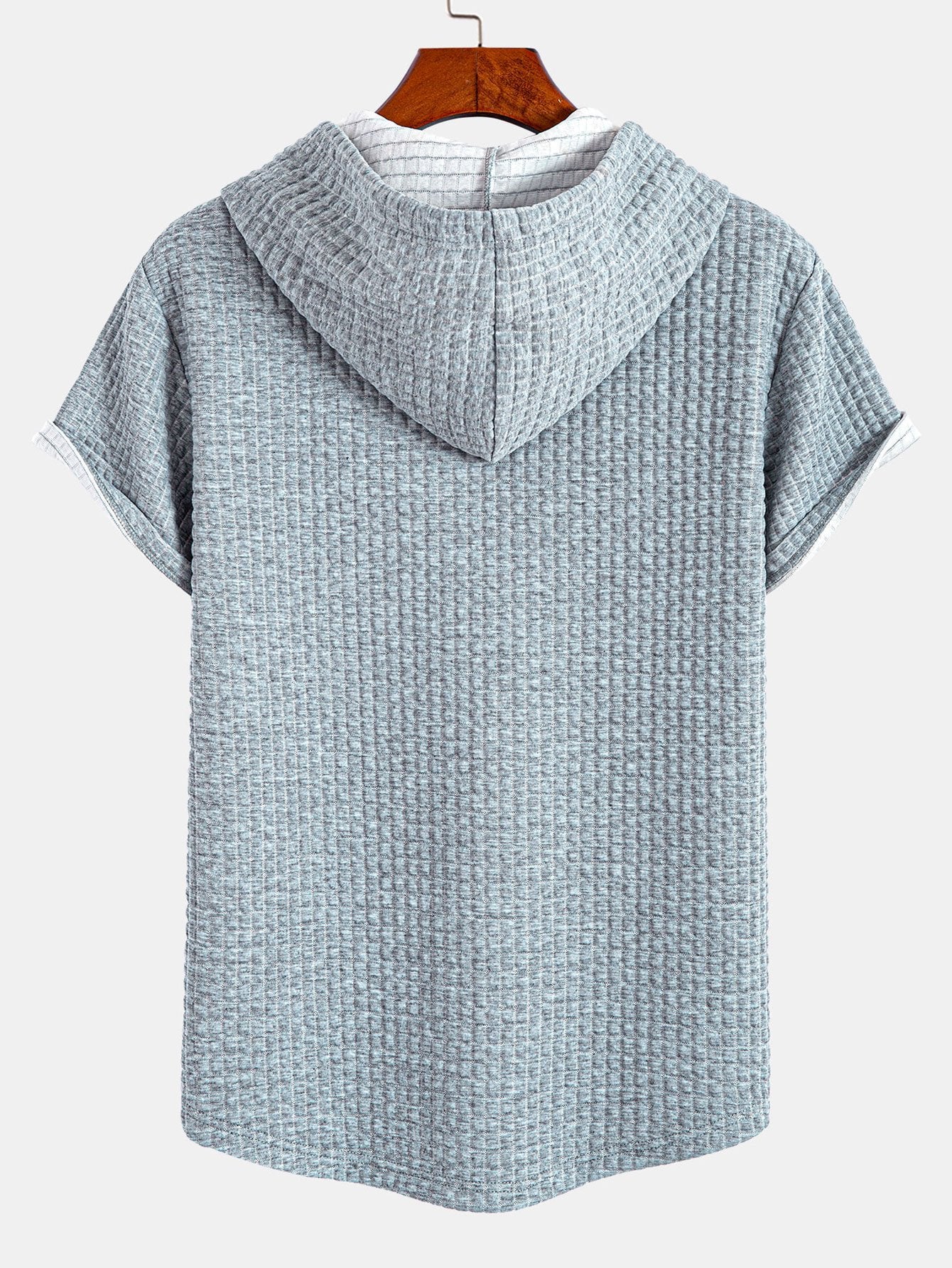 Waffel Kapuzen T-Shirt mit abgerundetem Saum - Image 6
