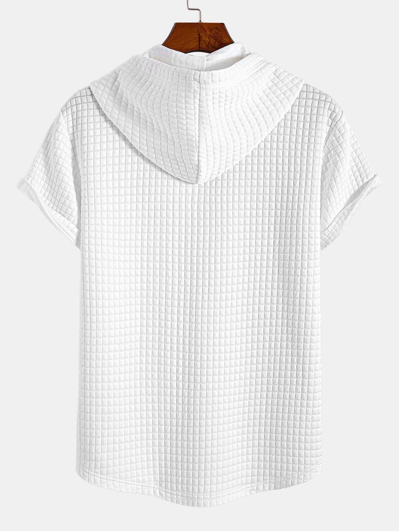 Waffel Kapuzen T-Shirt mit abgerundetem Saum - Image 7