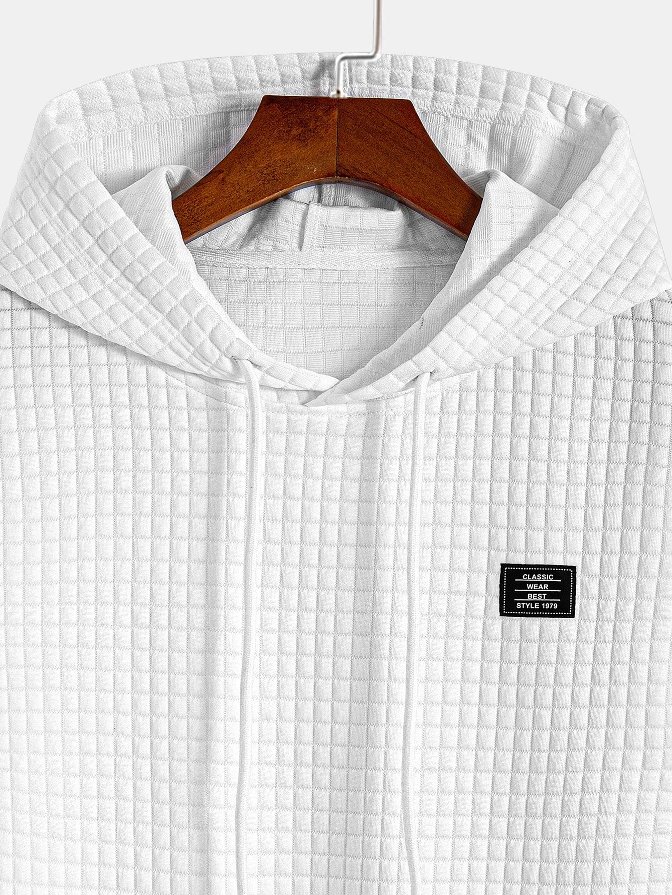 Waffel Kapuzen T-Shirt mit abgerundetem Saum - Image 8