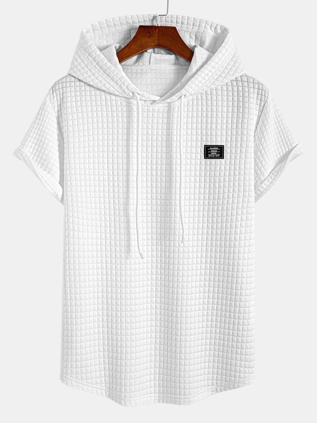 Waffel Kapuzen T-Shirt mit abgerundetem Saum & Waffel Shorts mit Kordelzug - Image 5