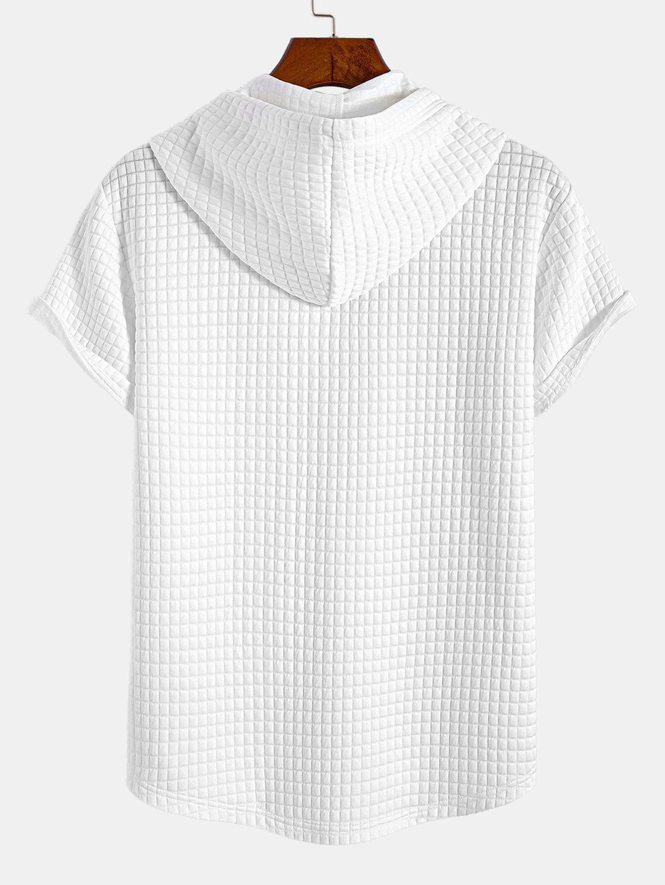 Waffel Kapuzen T-Shirt mit abgerundetem Saum & Waffel Shorts mit Kordelzug - Image 6