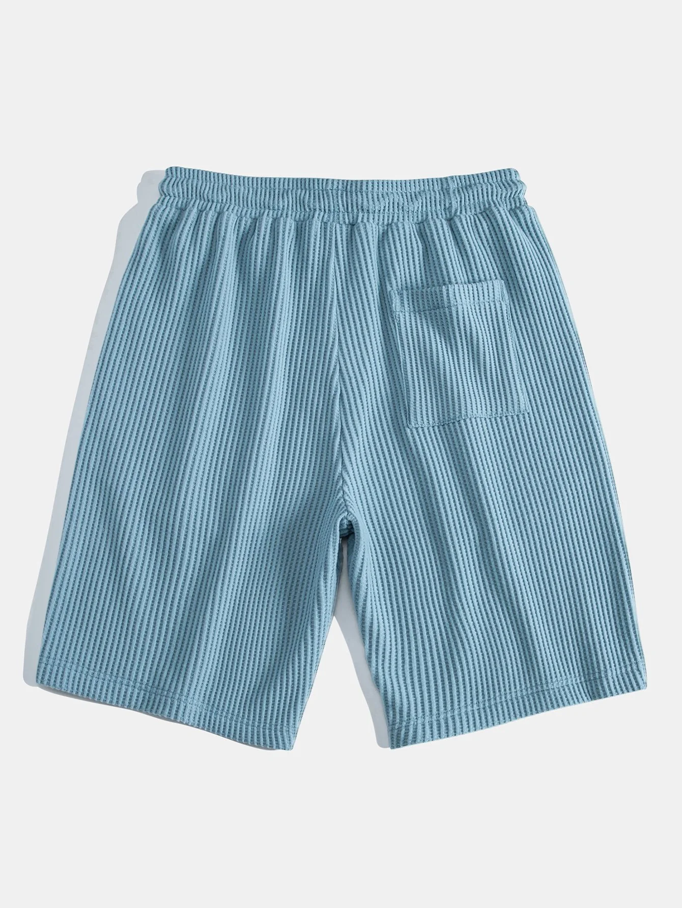 Waffle Johnny Collar Polo With Pocket & Drawstring Knitted Waffle Shorts - Image 10