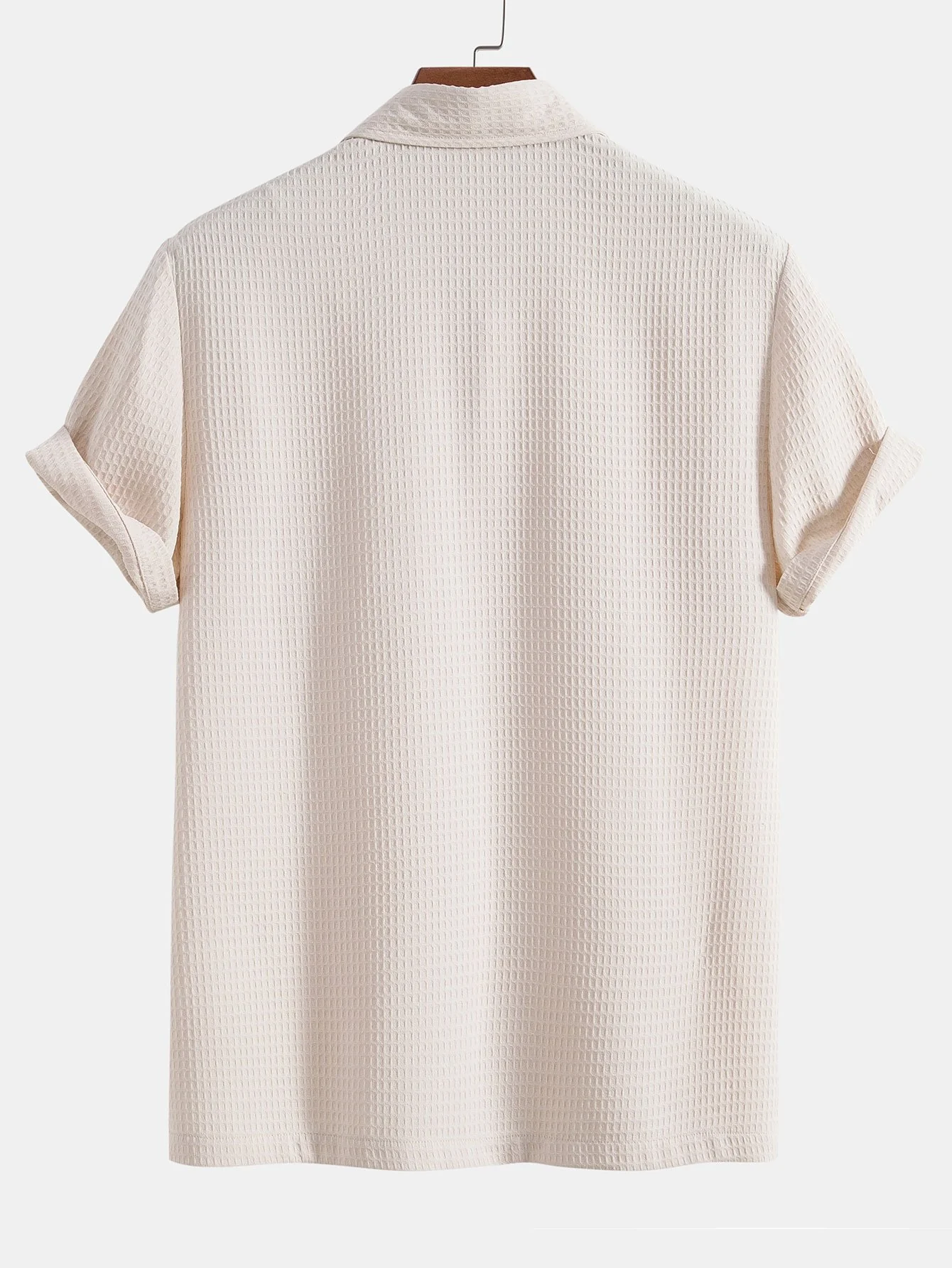 Waffel-Polo-Kragen-Shirt mit Tasche - Image 4