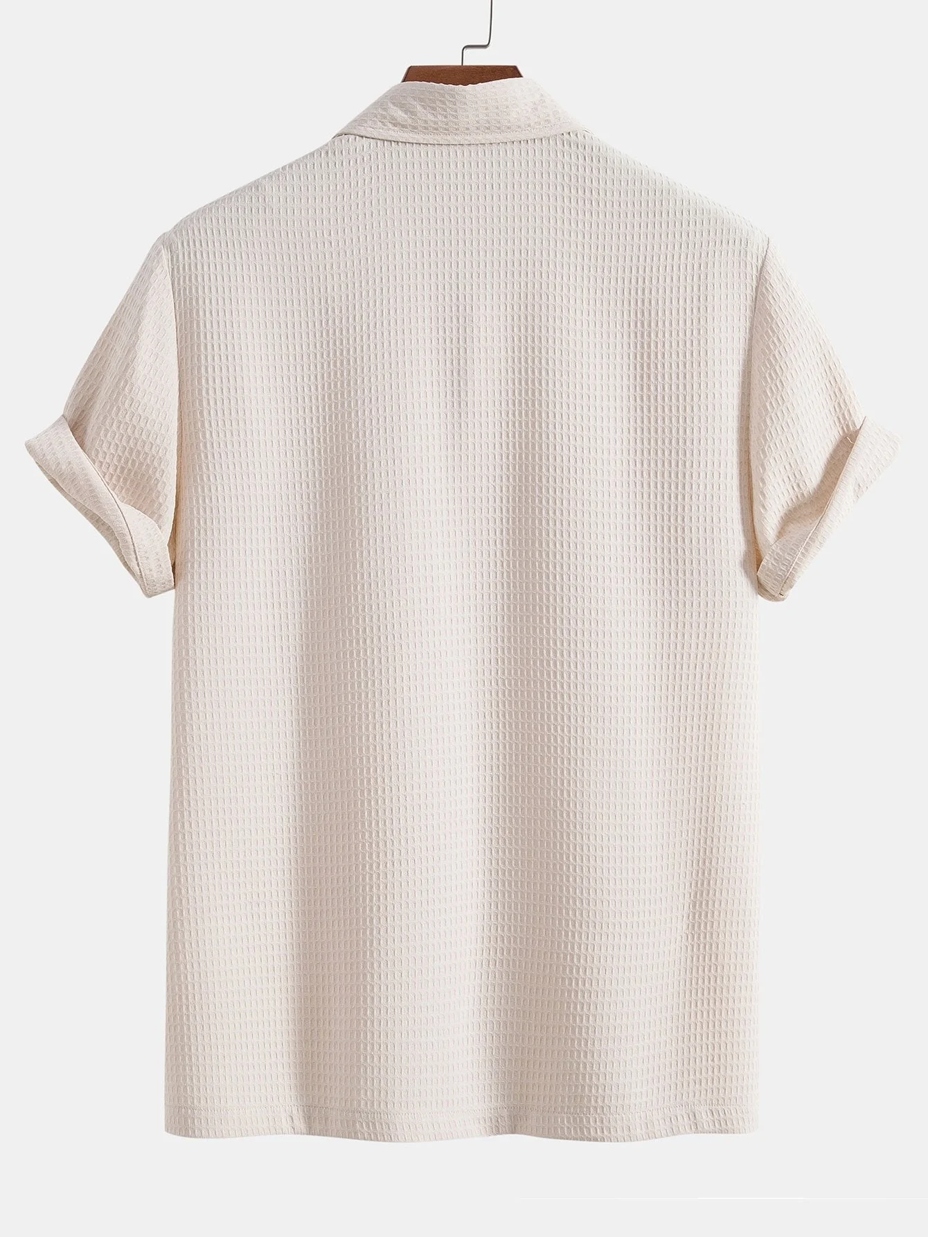 Waffle Polo-Kragen-Shirt mit Tasche & Waffle-Shorts - Image 5