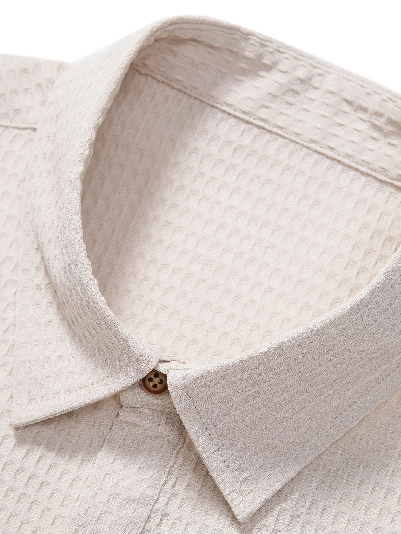 Waffle Polo-Kragen-Shirt mit Tasche & Waffle-Shorts - Image 9