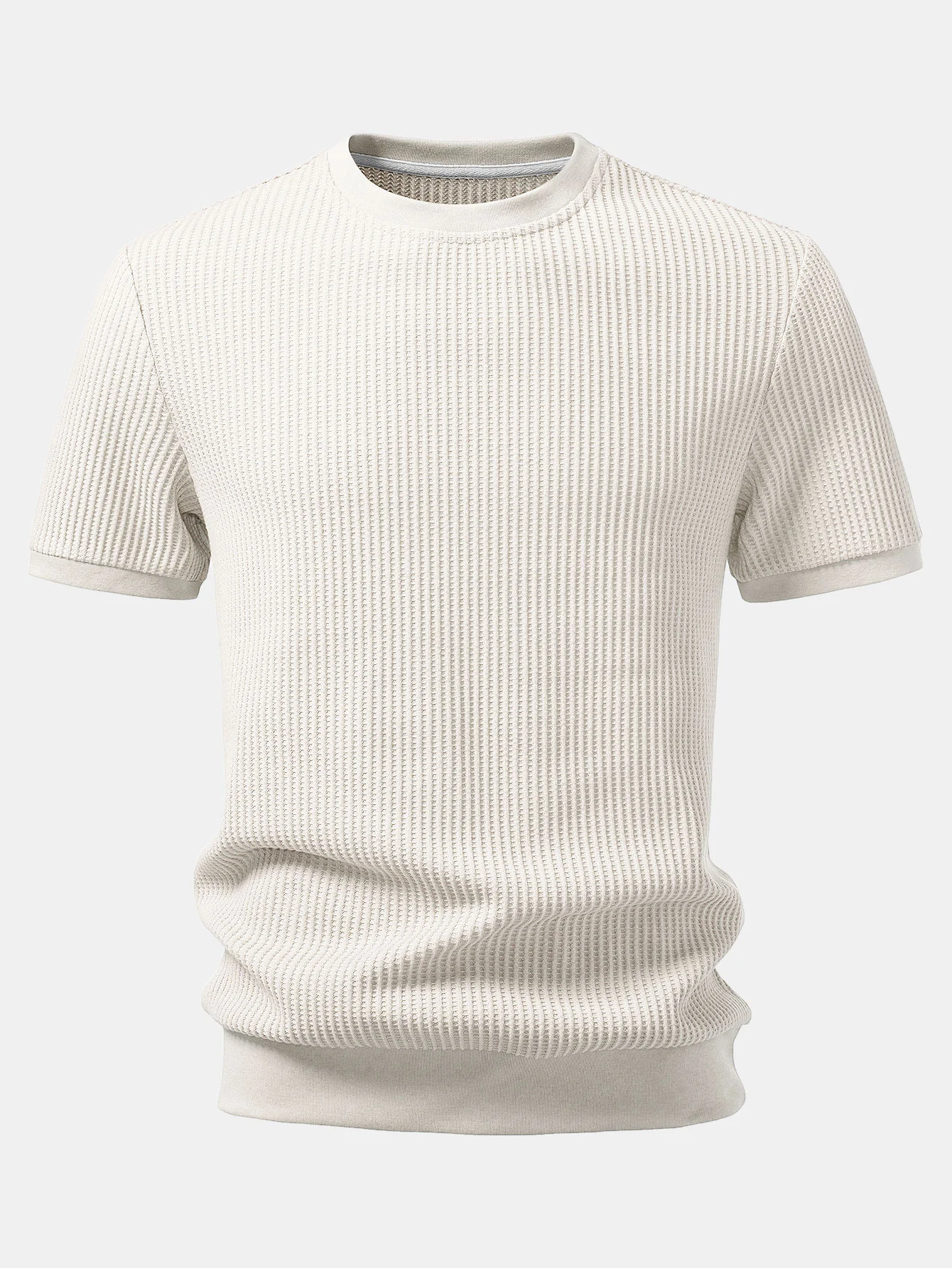 Waffle Ribbed Hem T-Shirt - Image 3