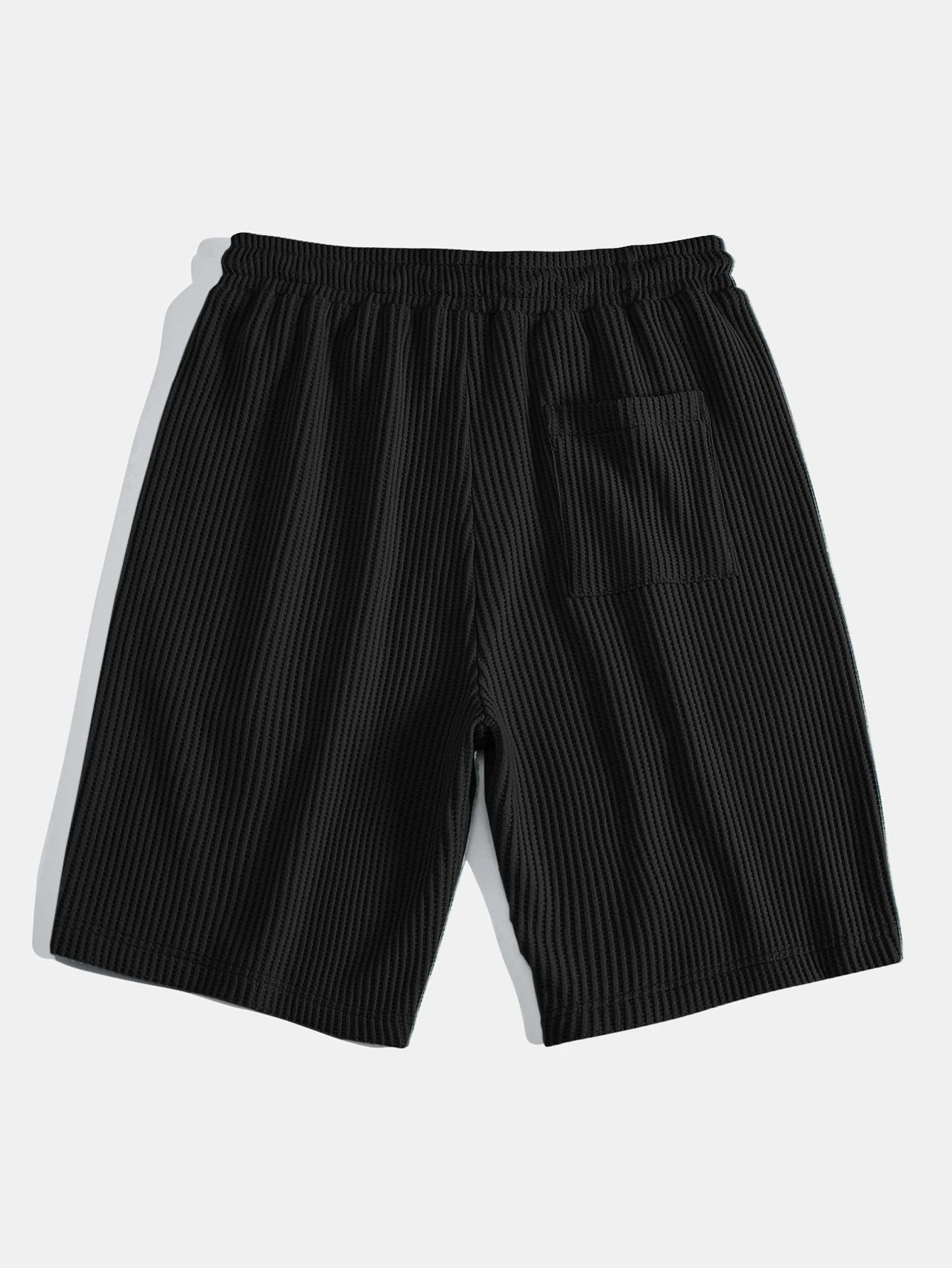 Waffle Ribbed Hem T-Shirt & Drawstring Knit Waffle Shorts - Image 8
