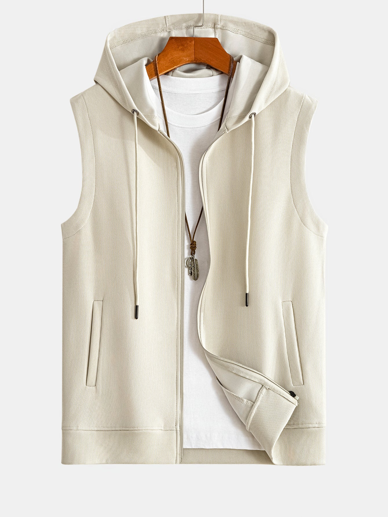 Waffle Sleeveless Hoodie