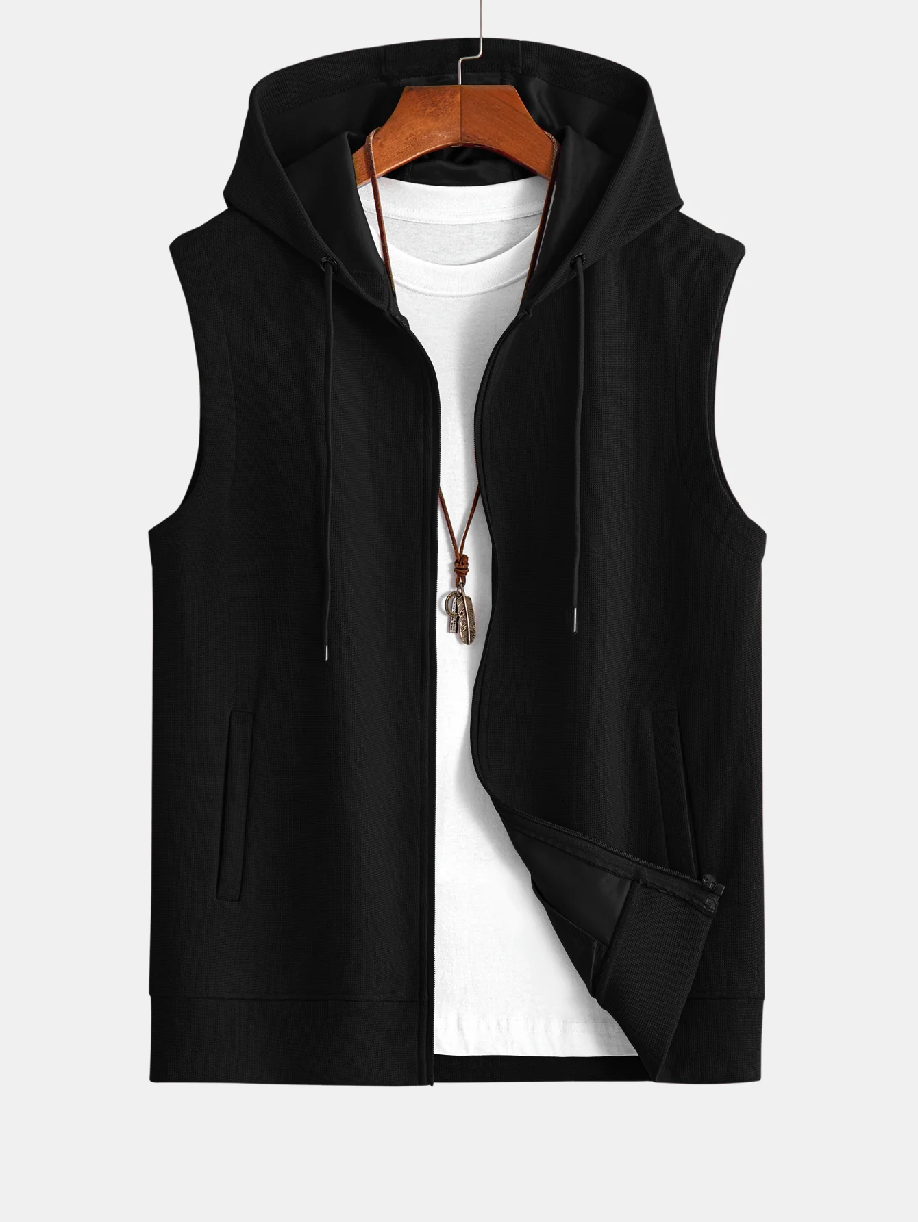 Waffle Sleeveless Hoodie - Image 3