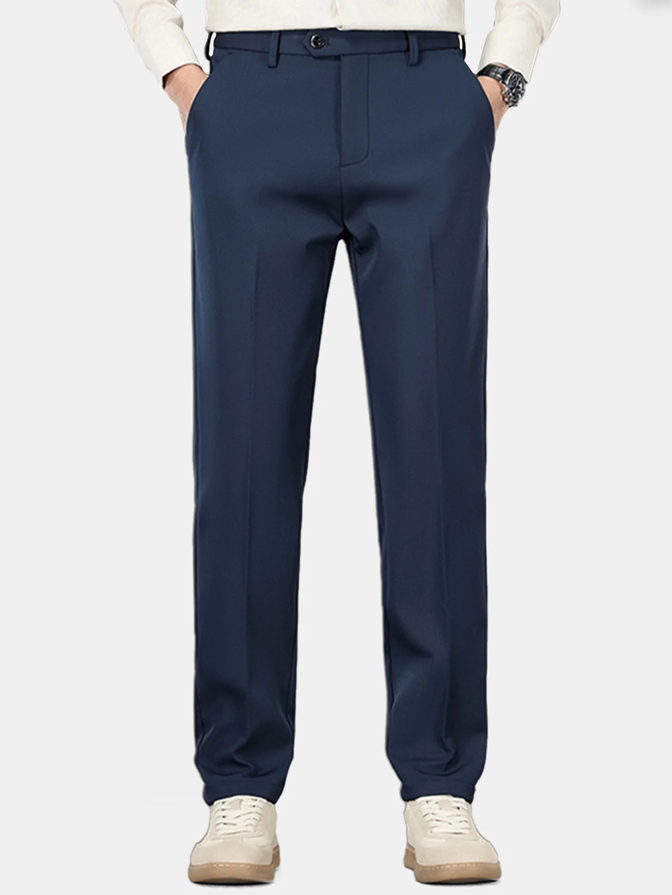 Warm Fleece-Lined Slim Fit Tapered Cropped Trousers - Image 5