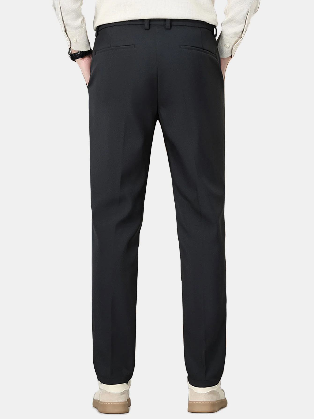 Warm Fleece-Lined Slim Fit Tapered Trousers - Image 11