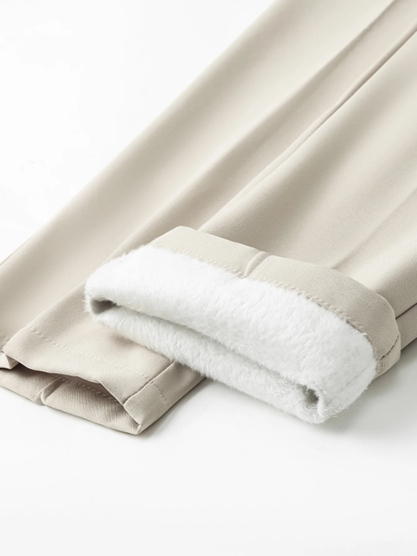 Warm Fleece-Lined Slim Fit Tapered Trousers - Image 2