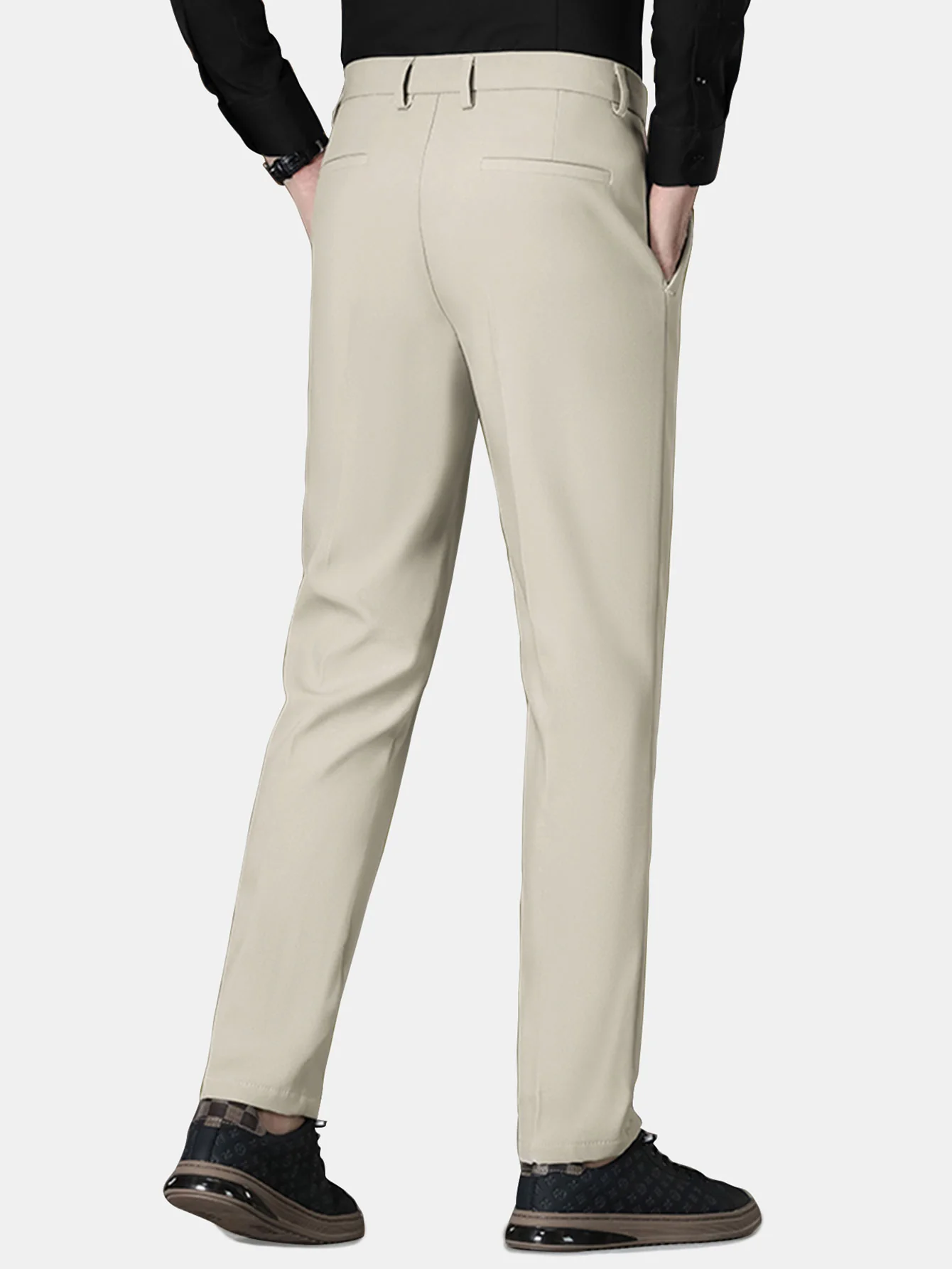 Warm Fleece-Lined Slim Fit Tapered Trousers - Image 5