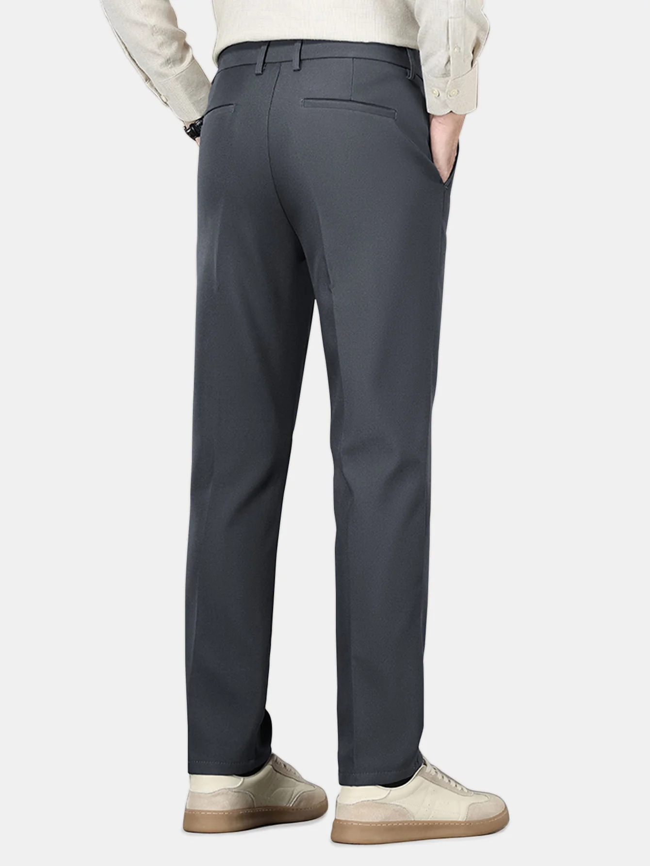 Warm Fleece-Lined Slim Fit Tapered Trousers - Image 8