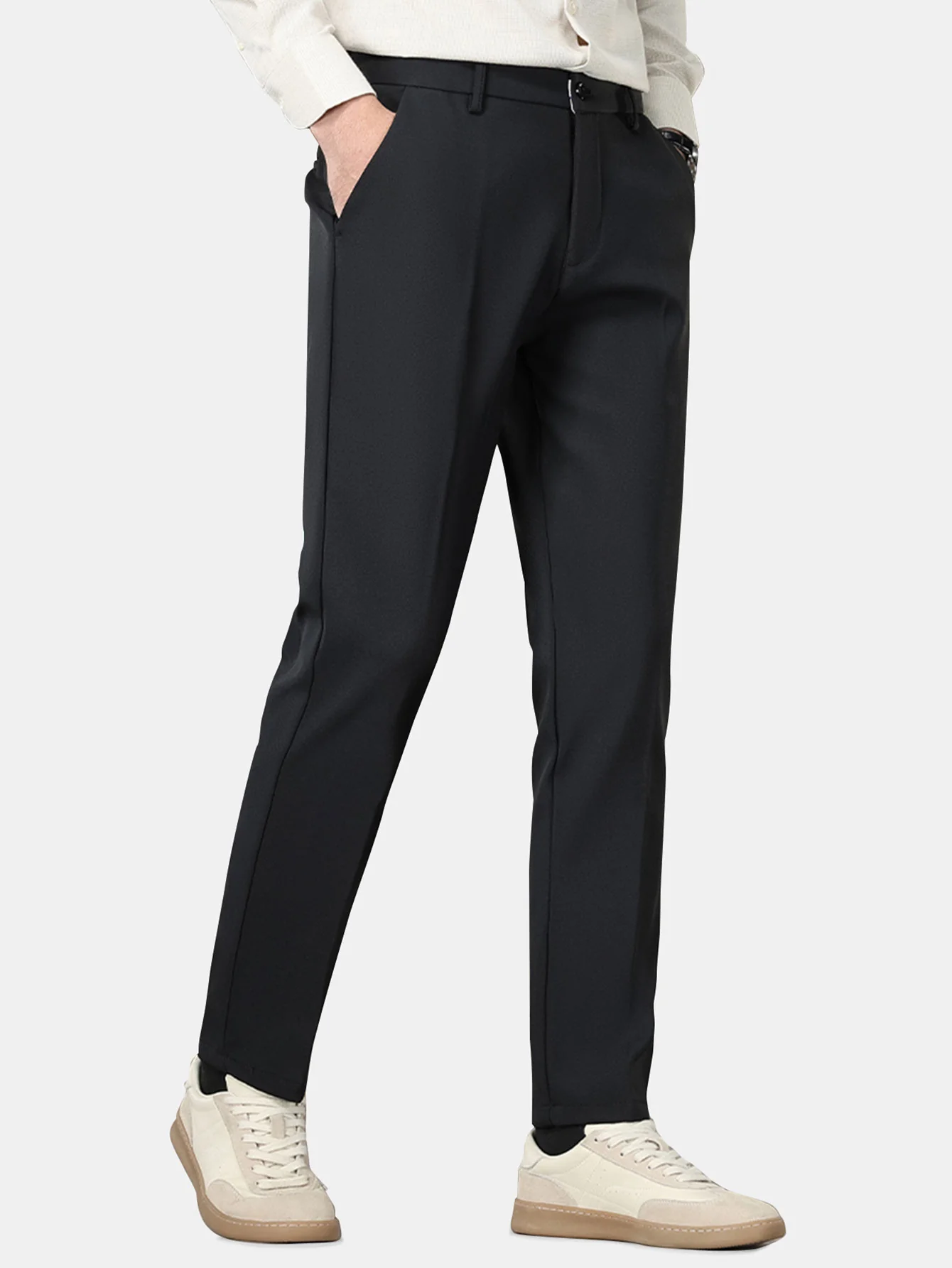 Warm Fleece-Lined Slim Fit Tapered Trousers - Image 9