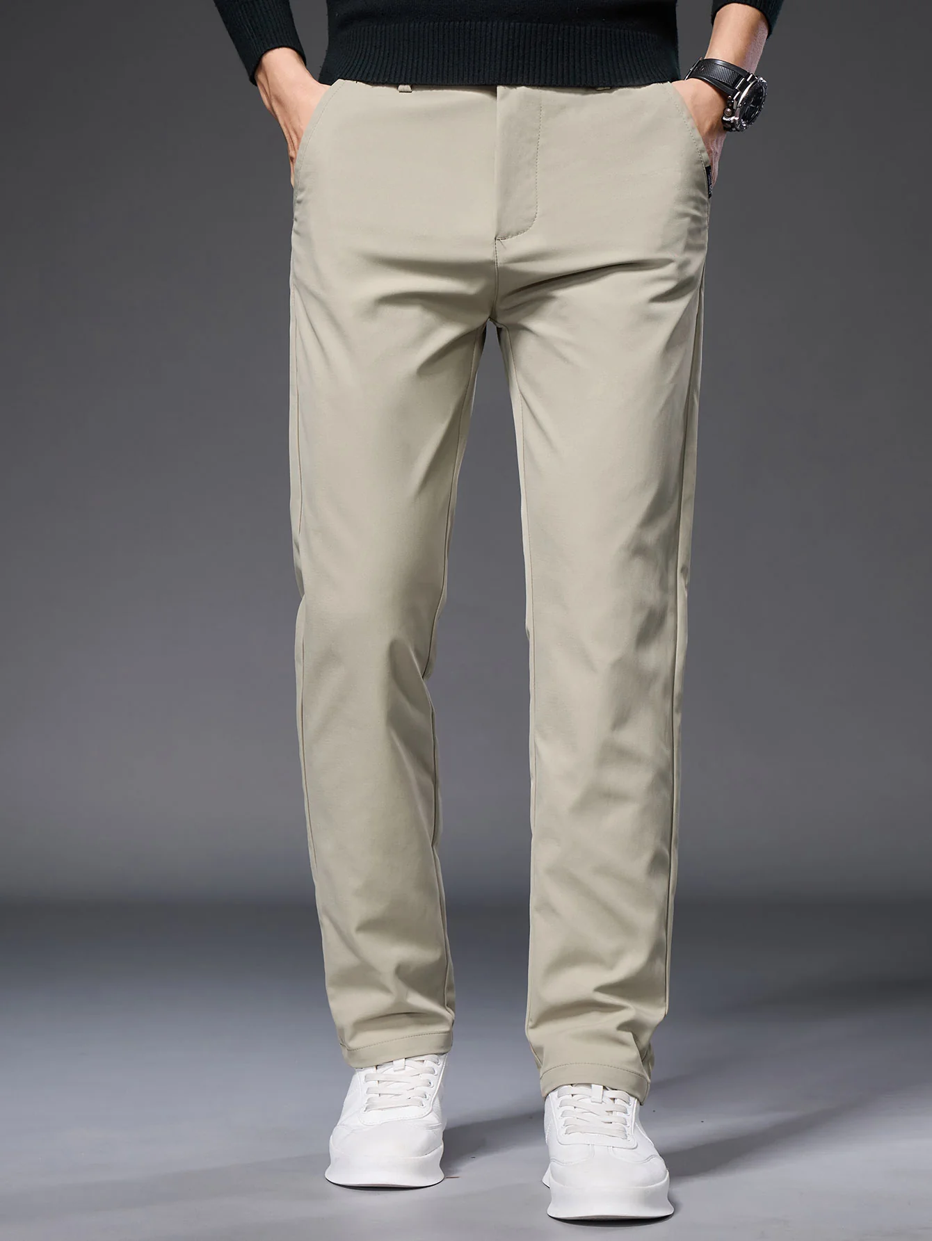 Warm Fleece-Lined Straight Leg Chino Pants - Image 3