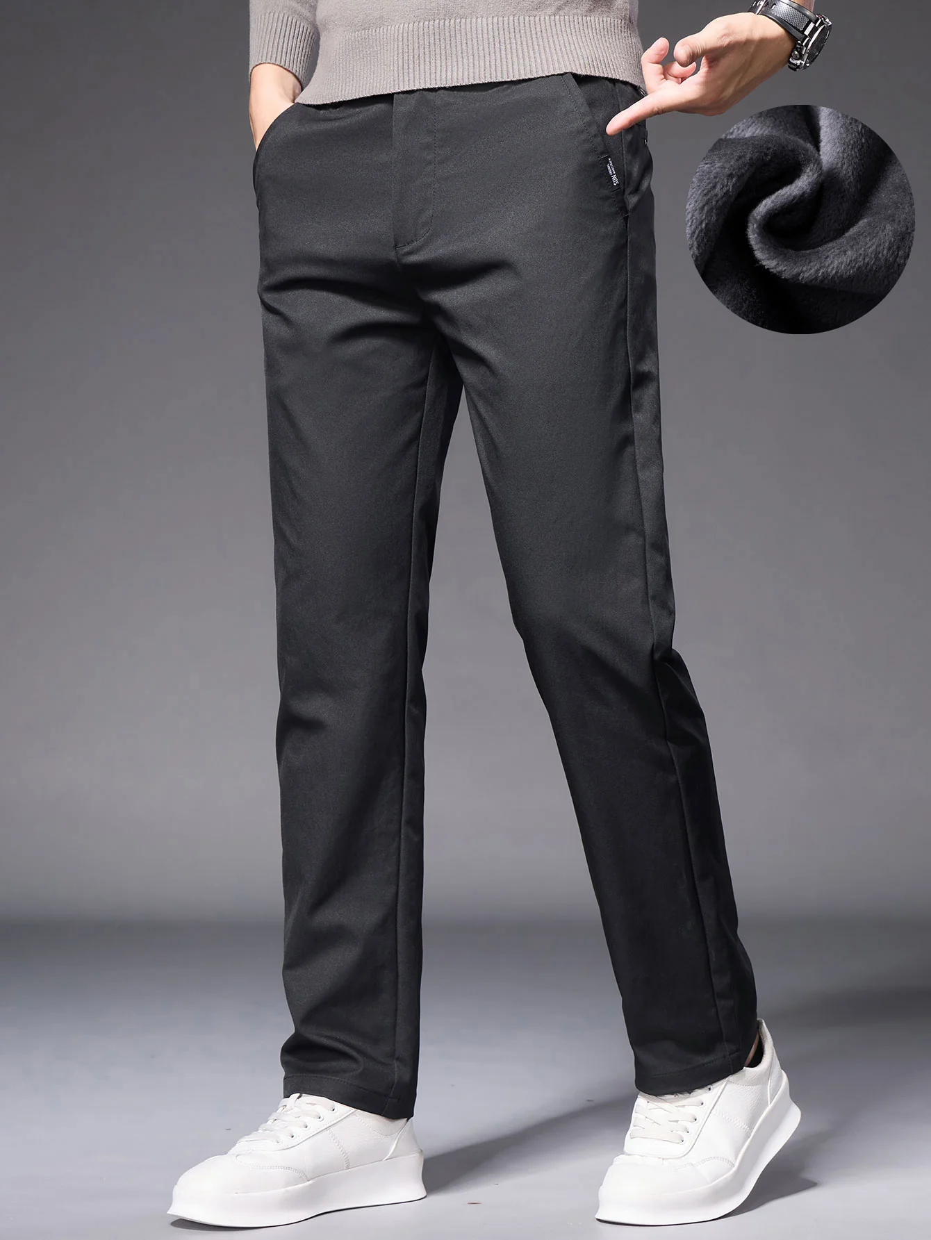 Warm Fleece-Lined Straight Leg Chino Pants - Image 5