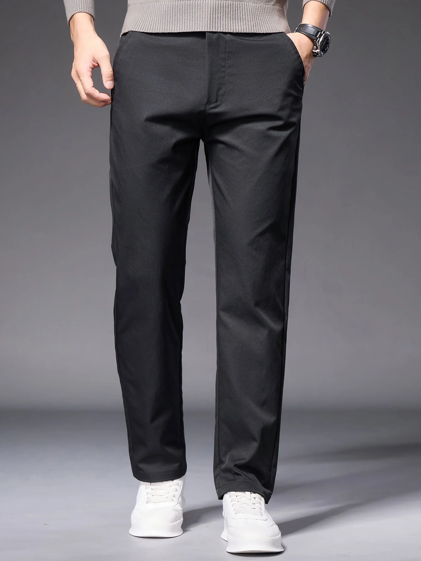 Warm Fleece-Lined Straight Leg Chino Pants - Image 6