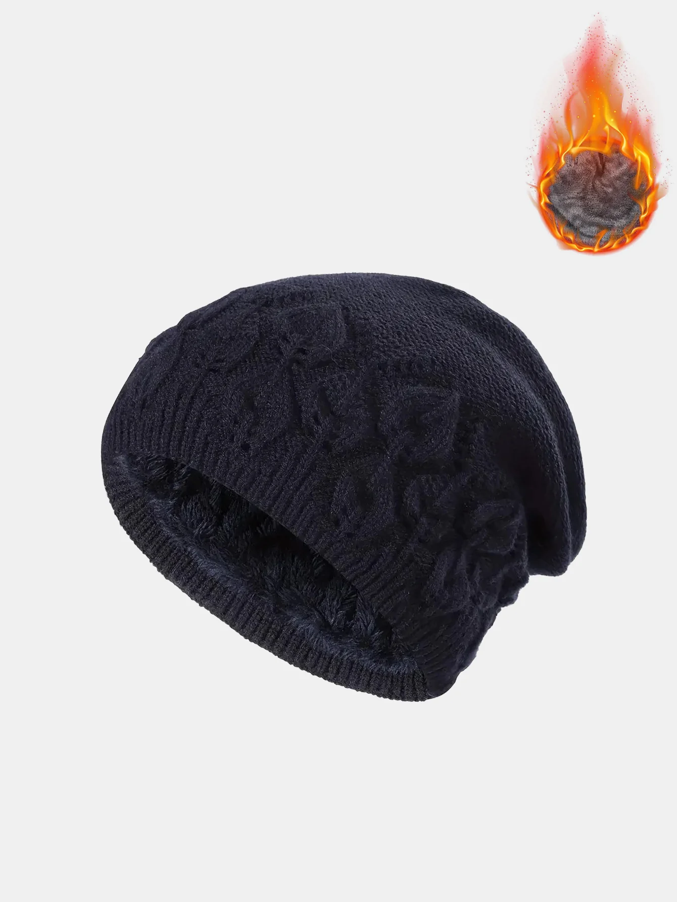 Warm Fleece Lined Thickened Double-layer Design Vintage Knitted Hat - Image 2