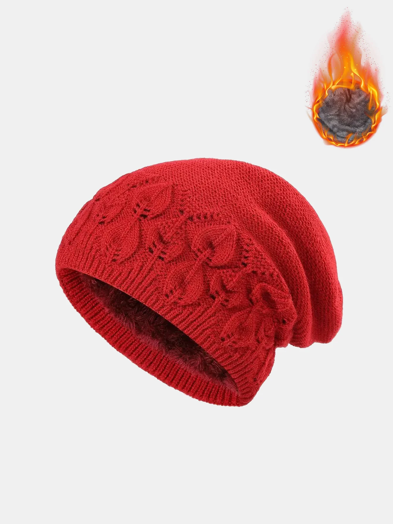 Warm Fleece Lined Thickened Double-layer Design Vintage Knitted Hat - Image 3