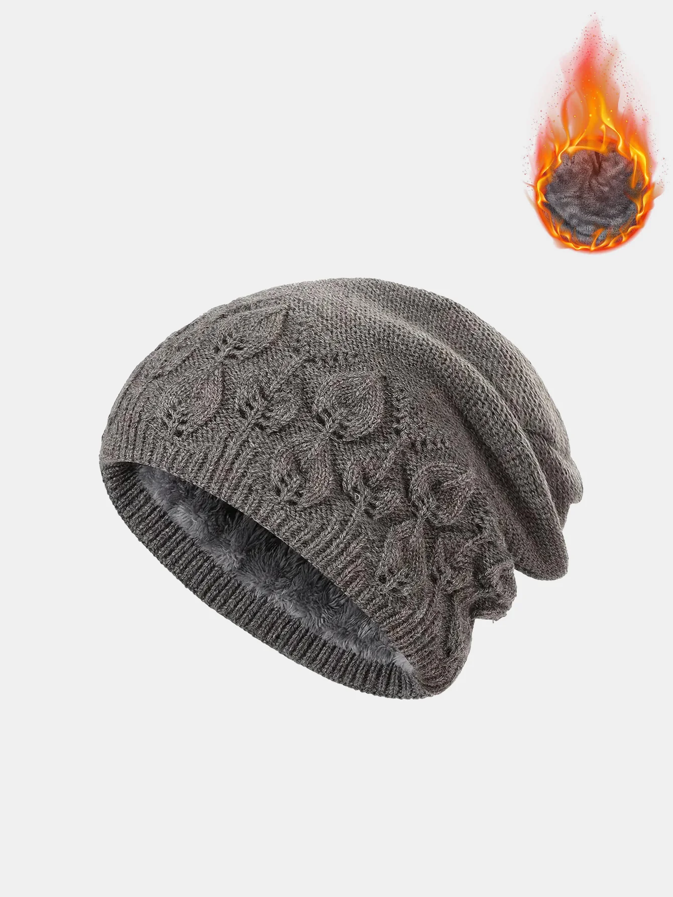 Warm Fleece Lined Thickened Double-layer Design Vintage Knitted Hat - Image 4