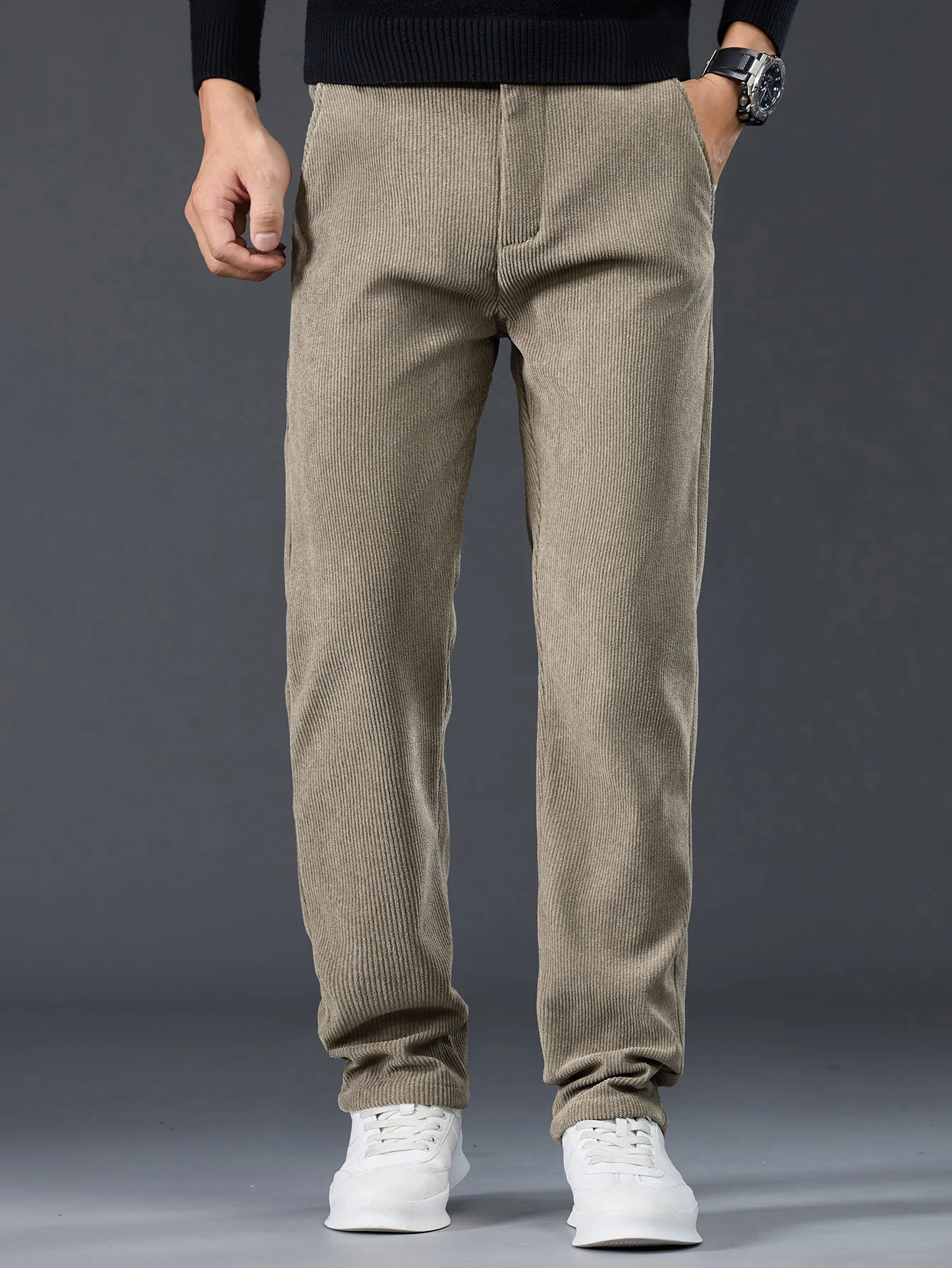 Warm Fleece-Lined Winter Straight Leg Corduroy Pants - Image 11