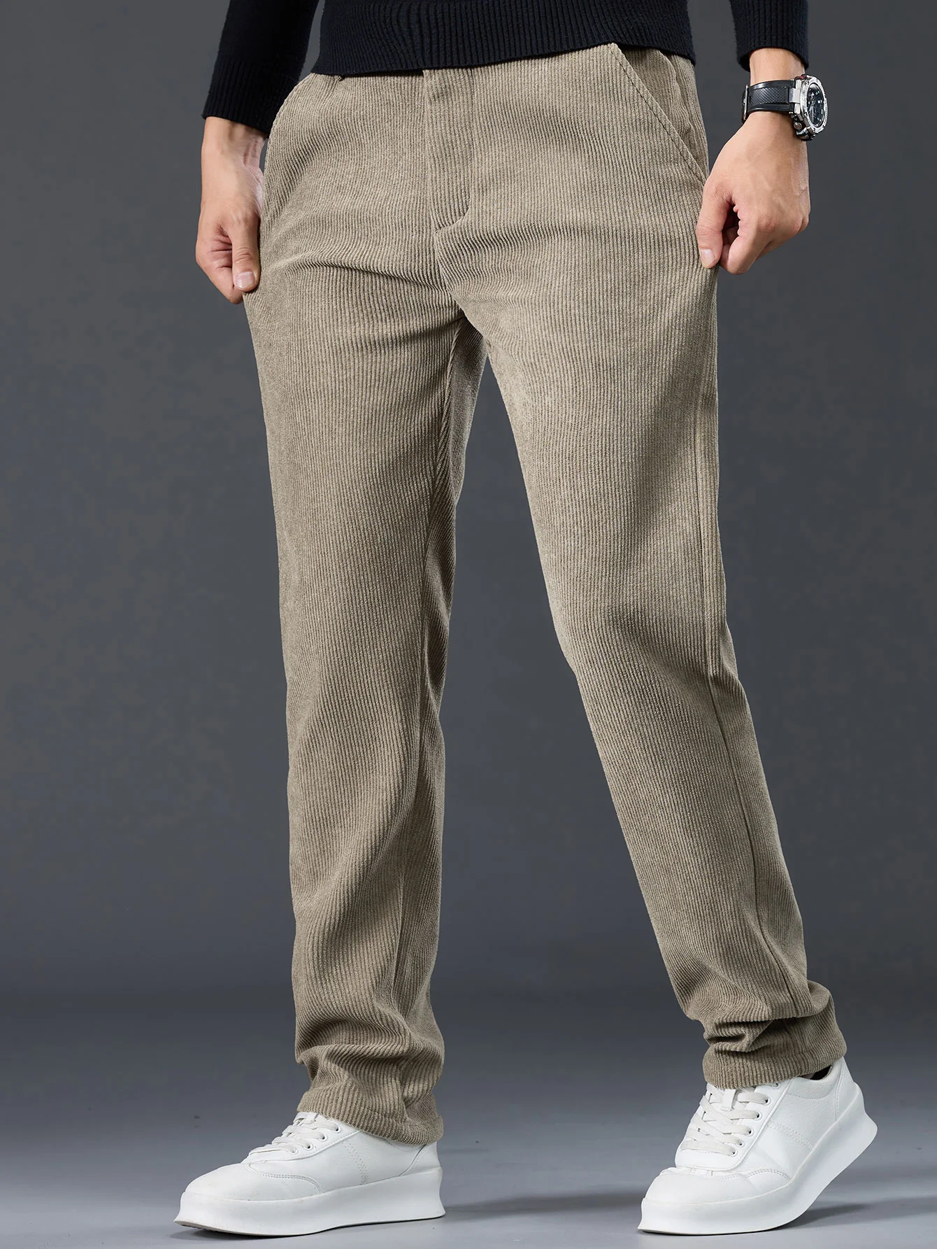 Warm Fleece-Lined Winter Straight Leg Corduroy Pants - Image 12