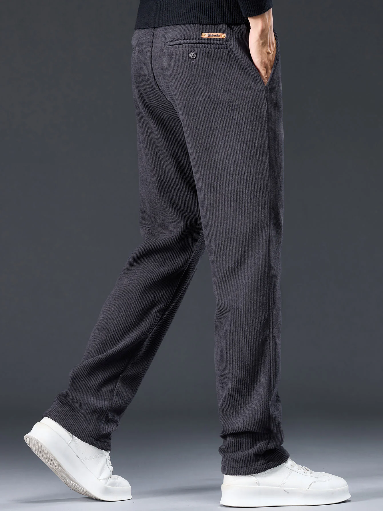 Warm Fleece-Lined Winter Straight Leg Corduroy Pants - Image 4
