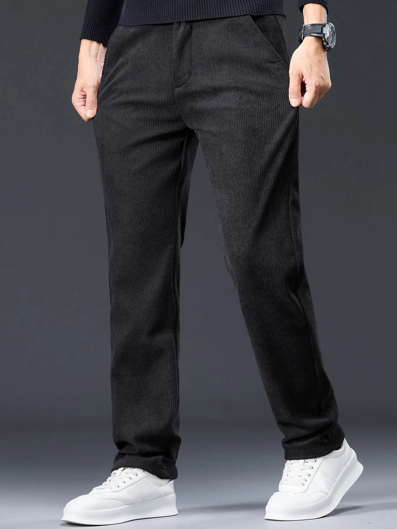 Warm Fleece-Lined Winter Straight Leg Corduroy Pants - Image 7