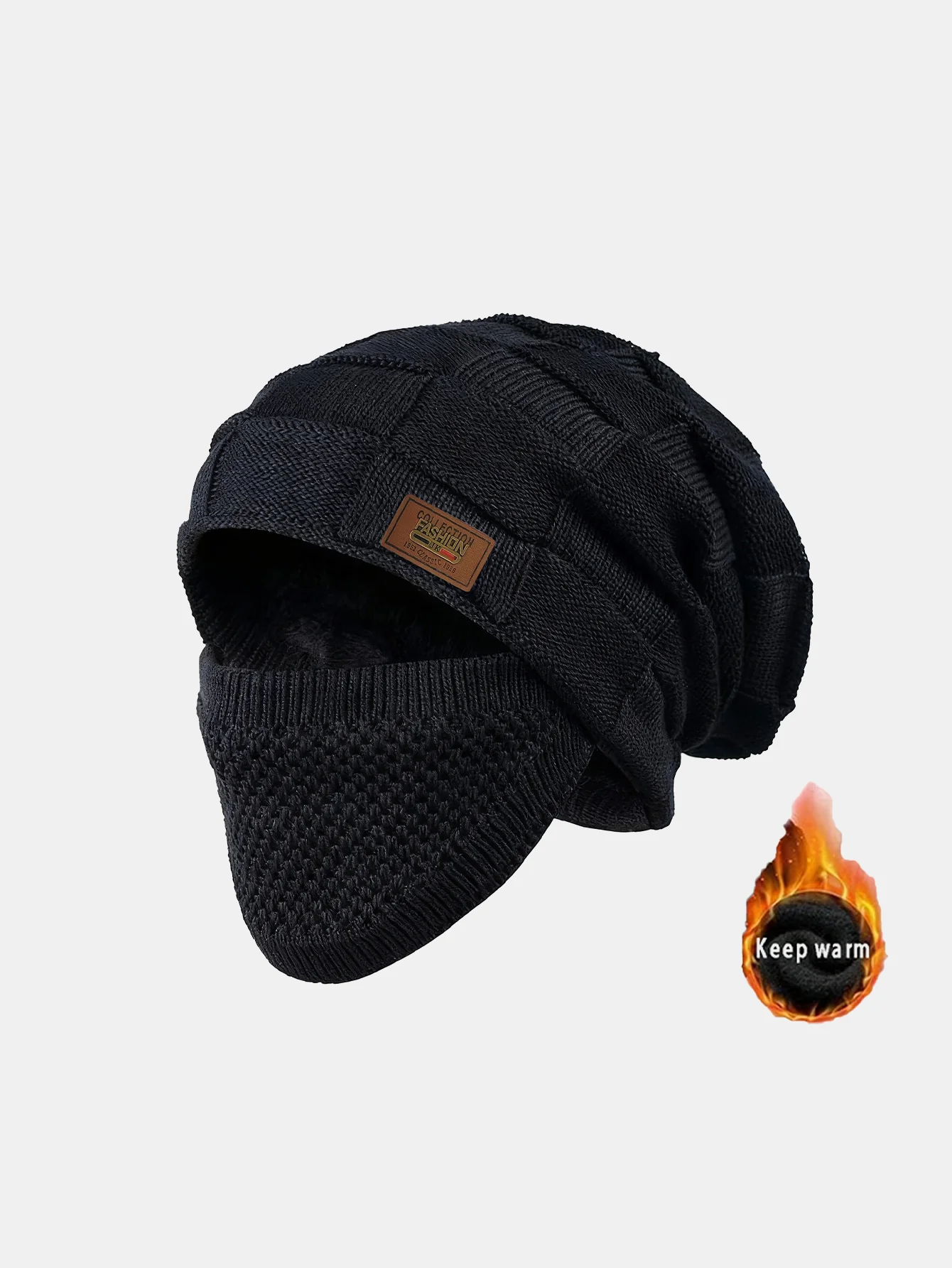 Warm Knitted Hat Face Mask Set Lightweight Warm Ear Cheek Cover - Image 2