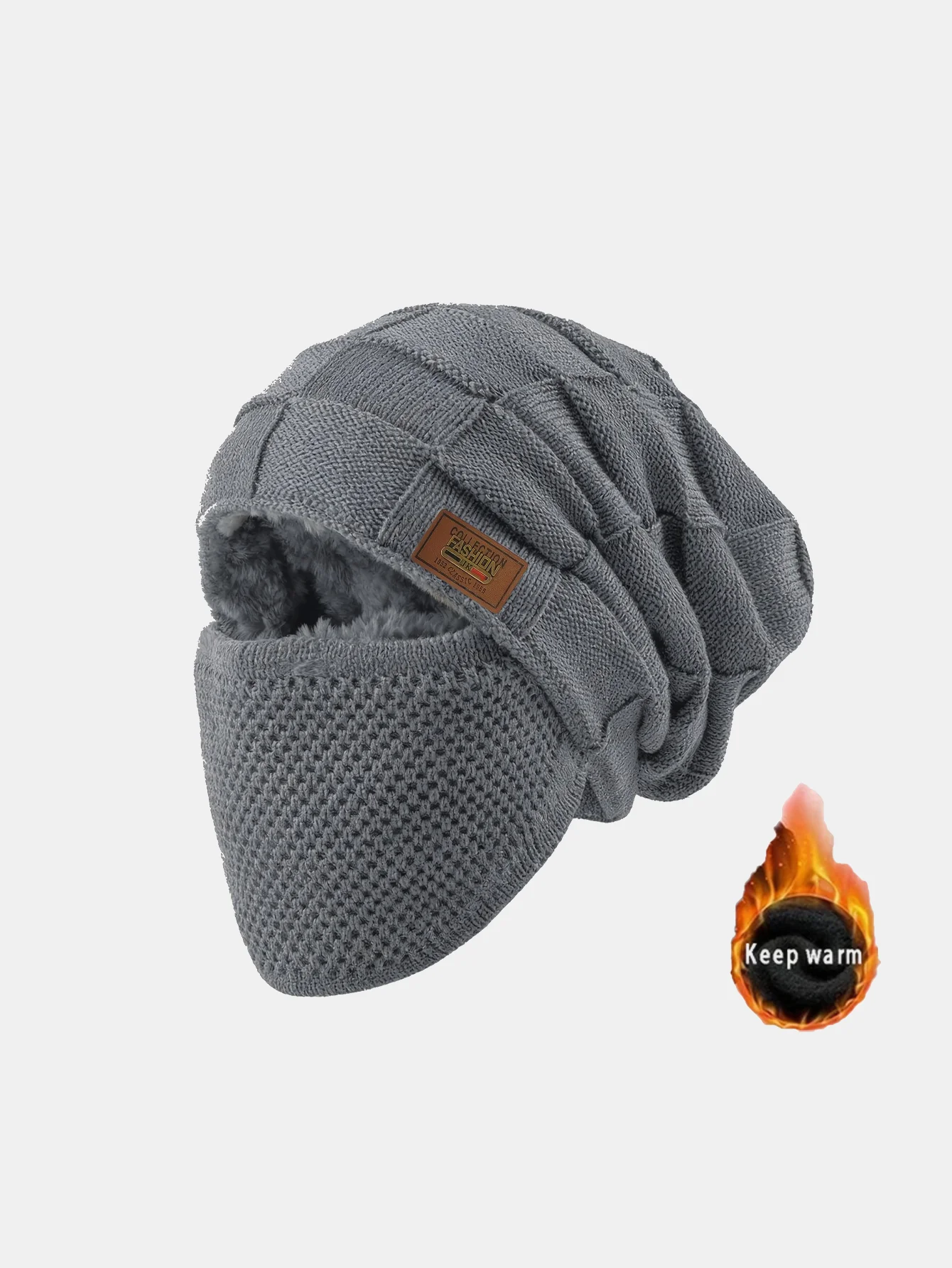Warm Knitted Hat Face Mask Set Lightweight Warm Ear Cheek Cover - Image 3