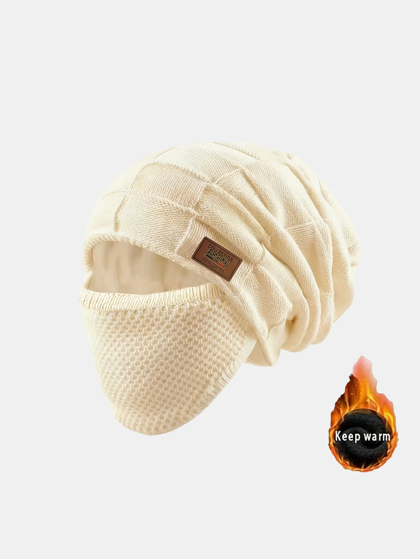 Warm Knitted Hat Face Mask Set Lightweight Warm Ear Cheek Cover - Image 4