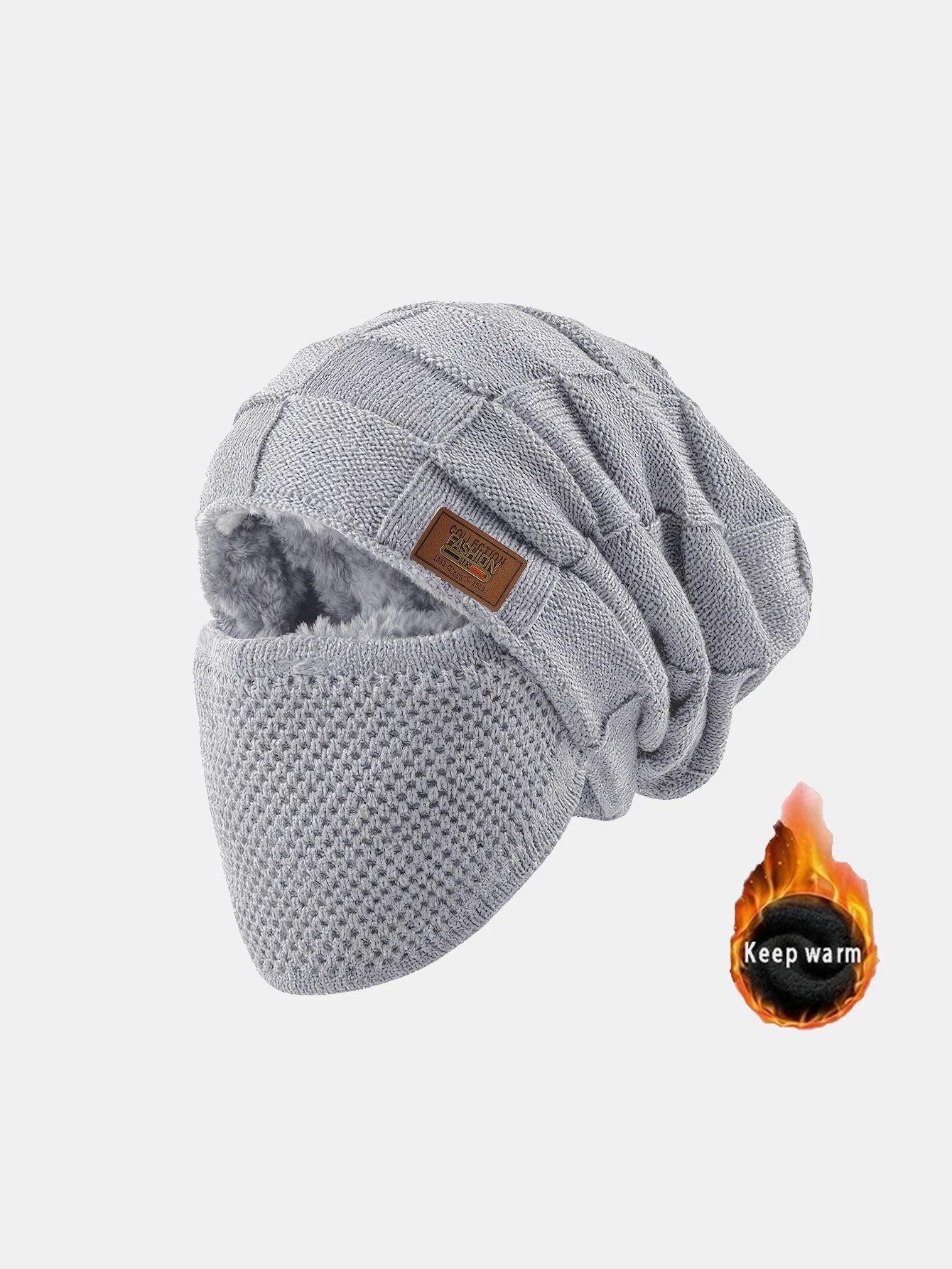Warm Knitted Hat Face Mask Set Lightweight Warm Ear Cheek Cover - Image 5