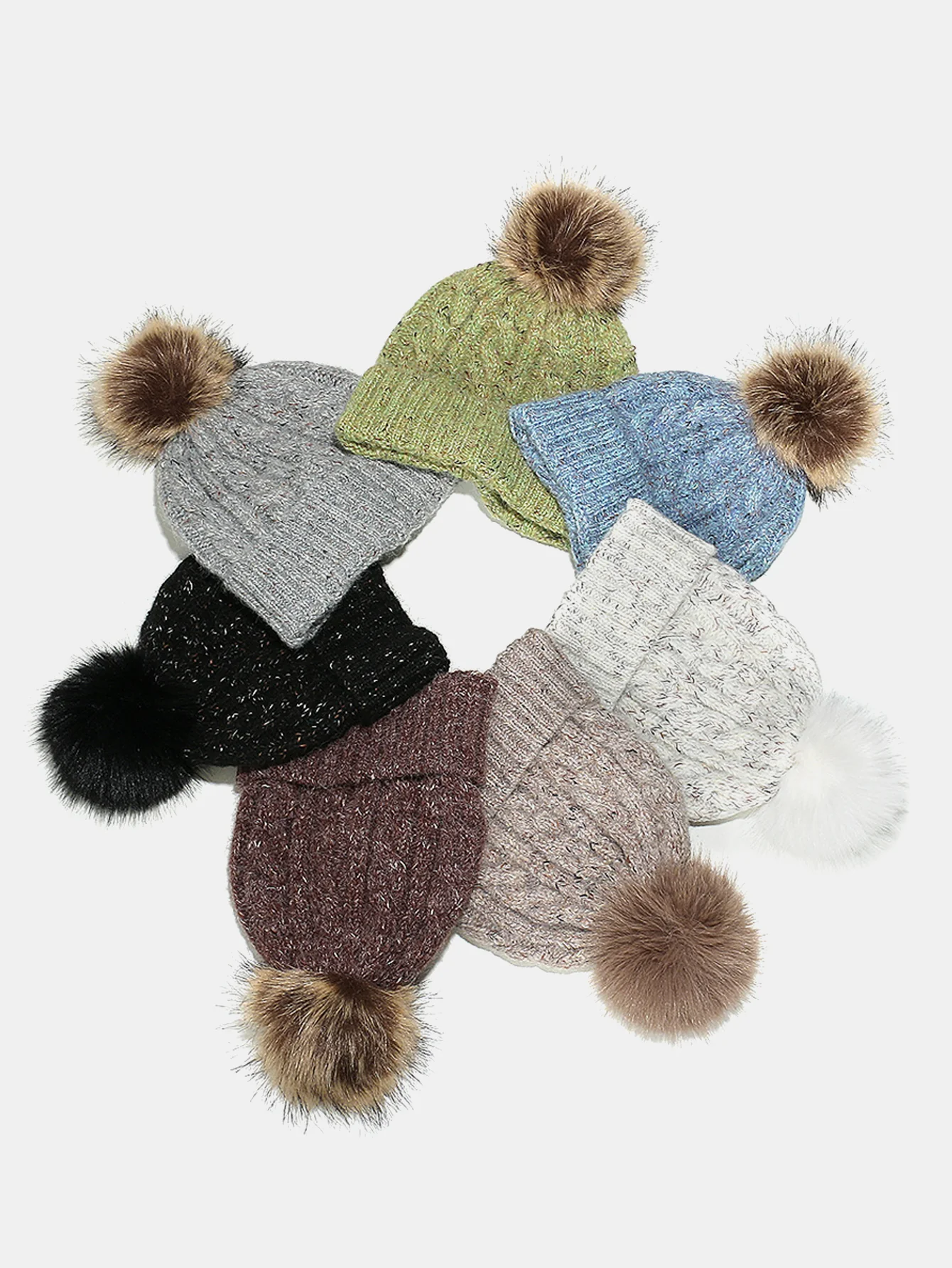 Warm Knitted Hat With Pompom - Image 10