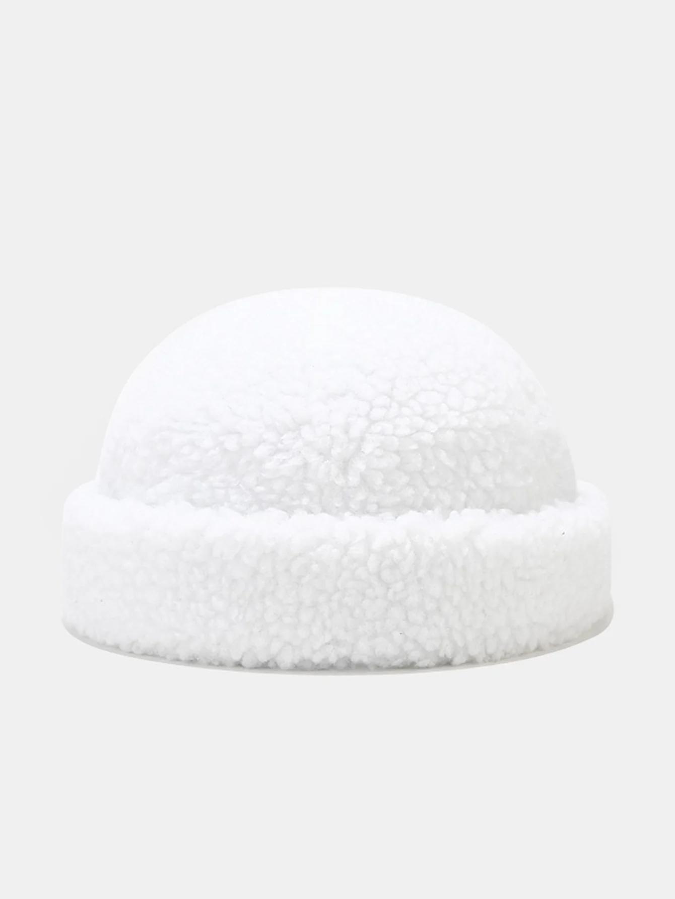 Warm Lamb Fleece Simple Solid Color Brimless Hat - Image 2
