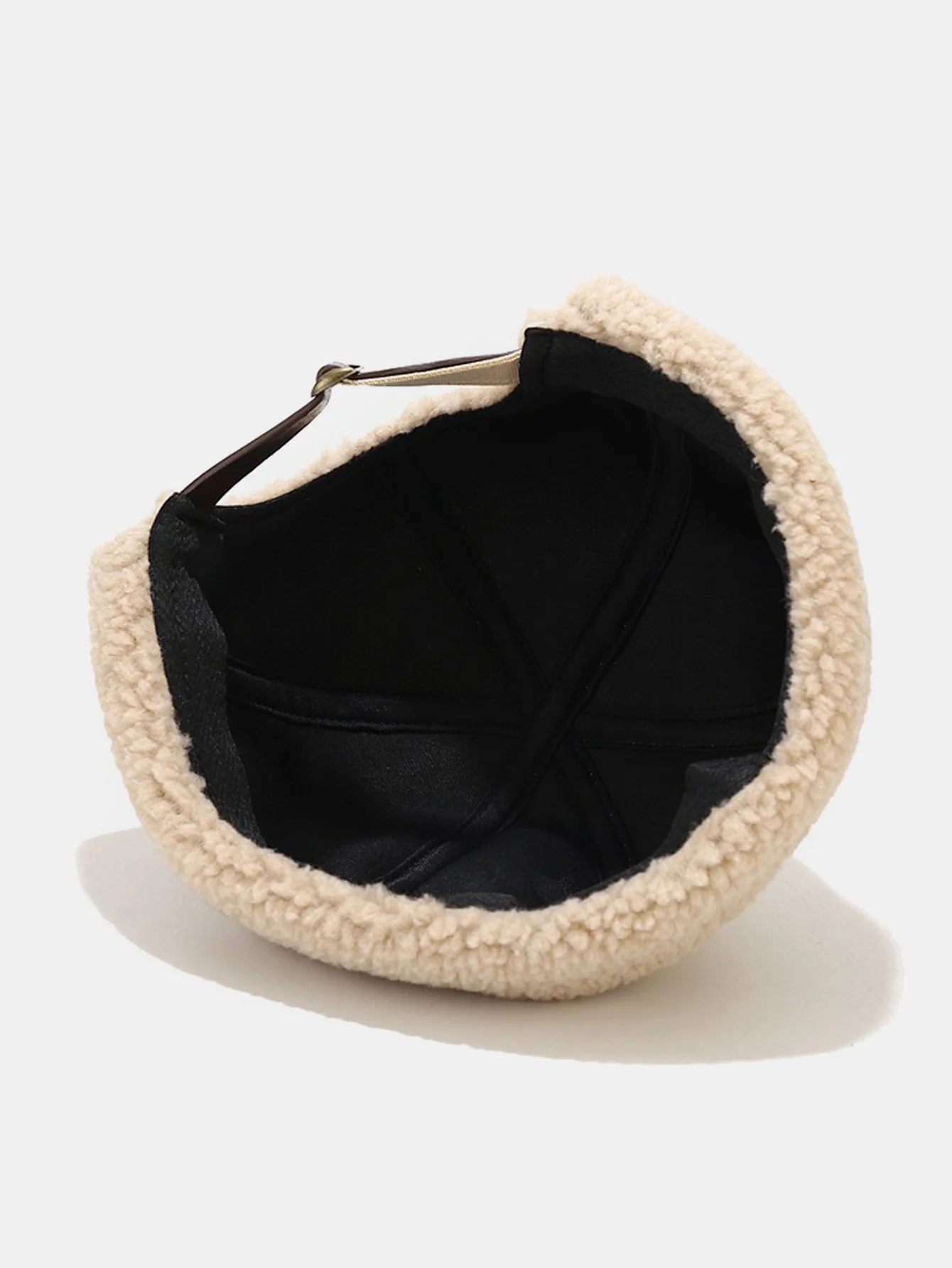 Warm Lamb Fleece Simple Solid Color Brimless Hat - Image 5